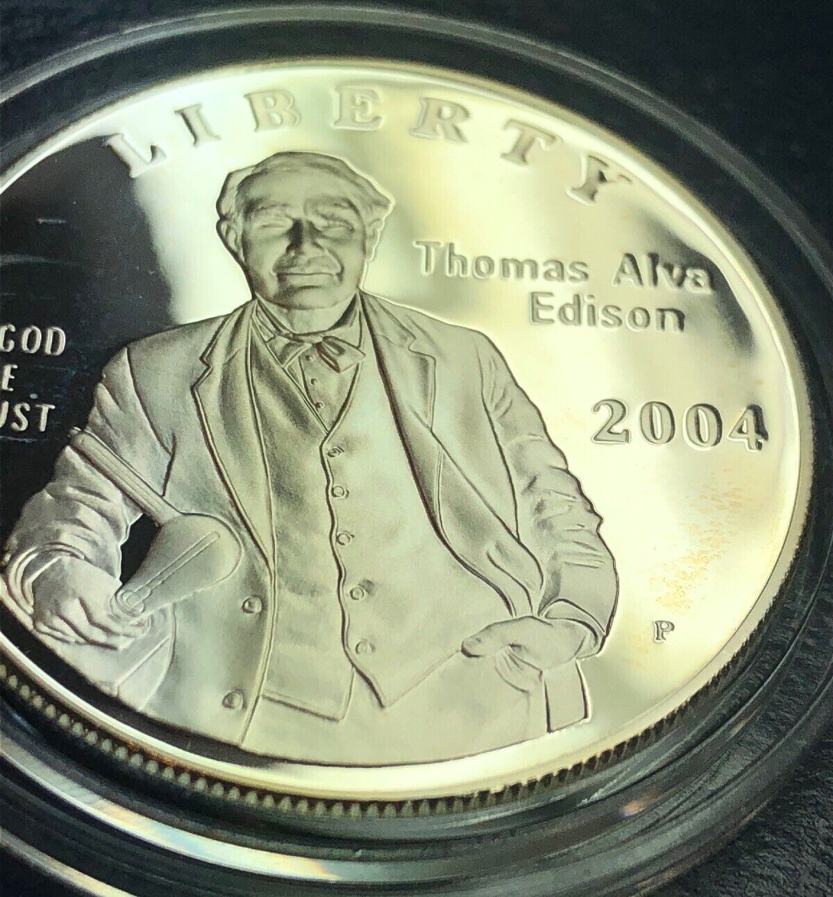 1994 P Thomas Alva Edison Commemorative Proof Silver $ Dollar OMP/COA