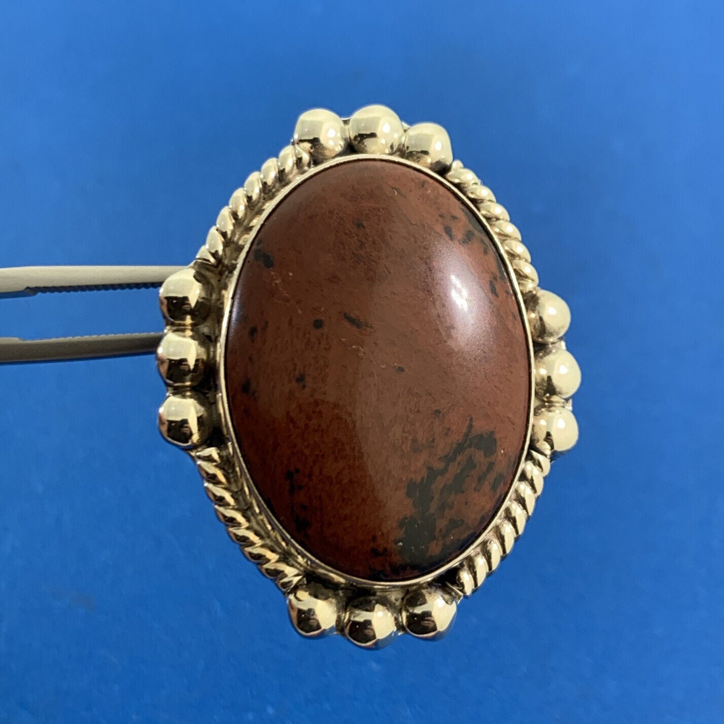 Designer CII Mexico 925 Sterling Silver Oval Jasper Statement Brooch Pendant