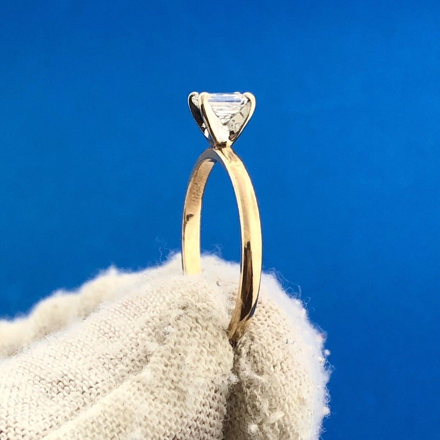 14K Yellow Gold Radiant Cut Diamond Solitaire Engagement Promise Ring