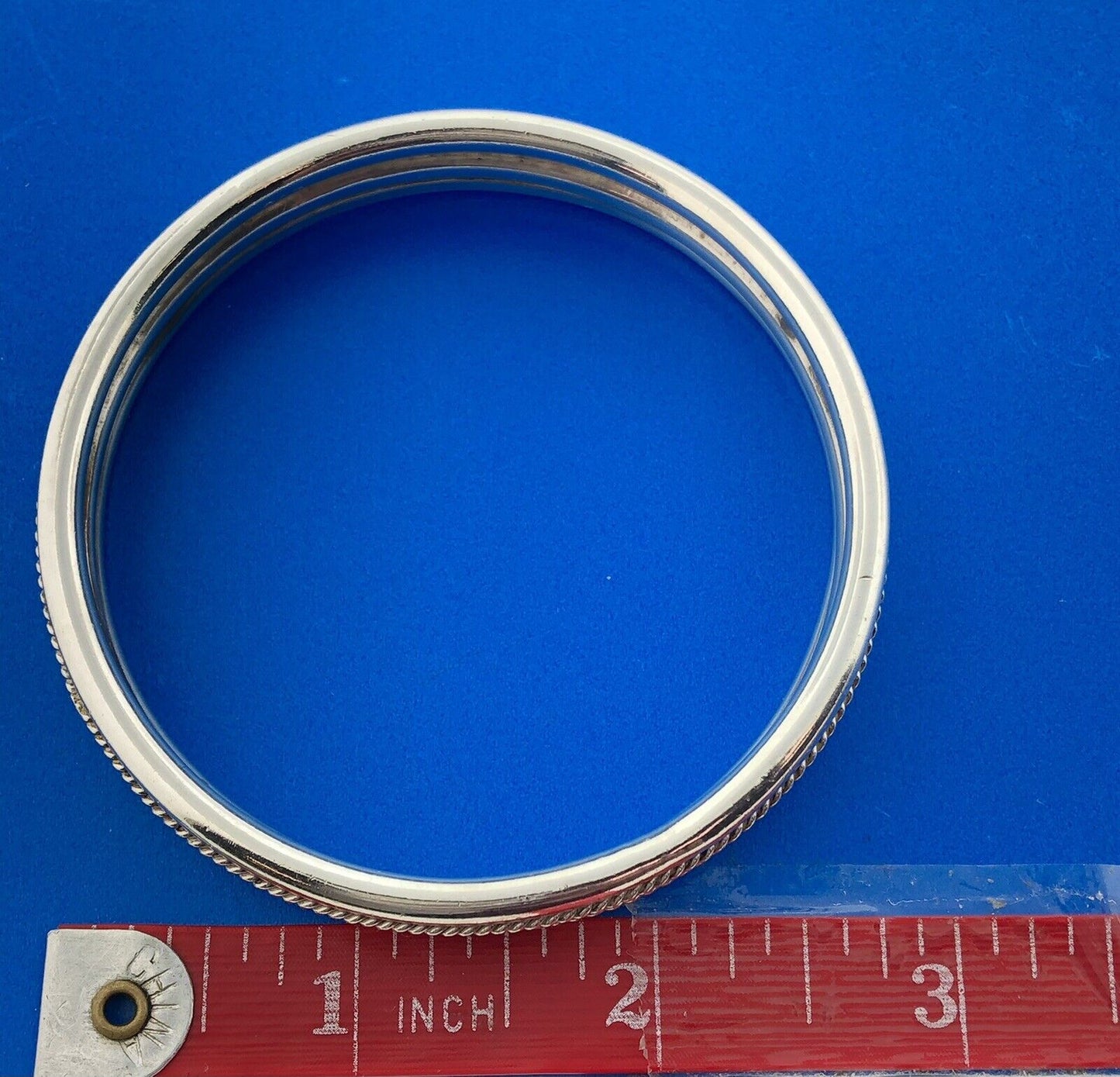 Classic 925 Sterling Silver Roped & Ribbed Statement Bangle Bracelet