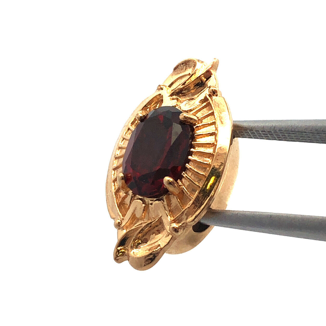 Designer 14K Yellow Gold Oval Garnet January Anniversary Slide Bracelet Charm