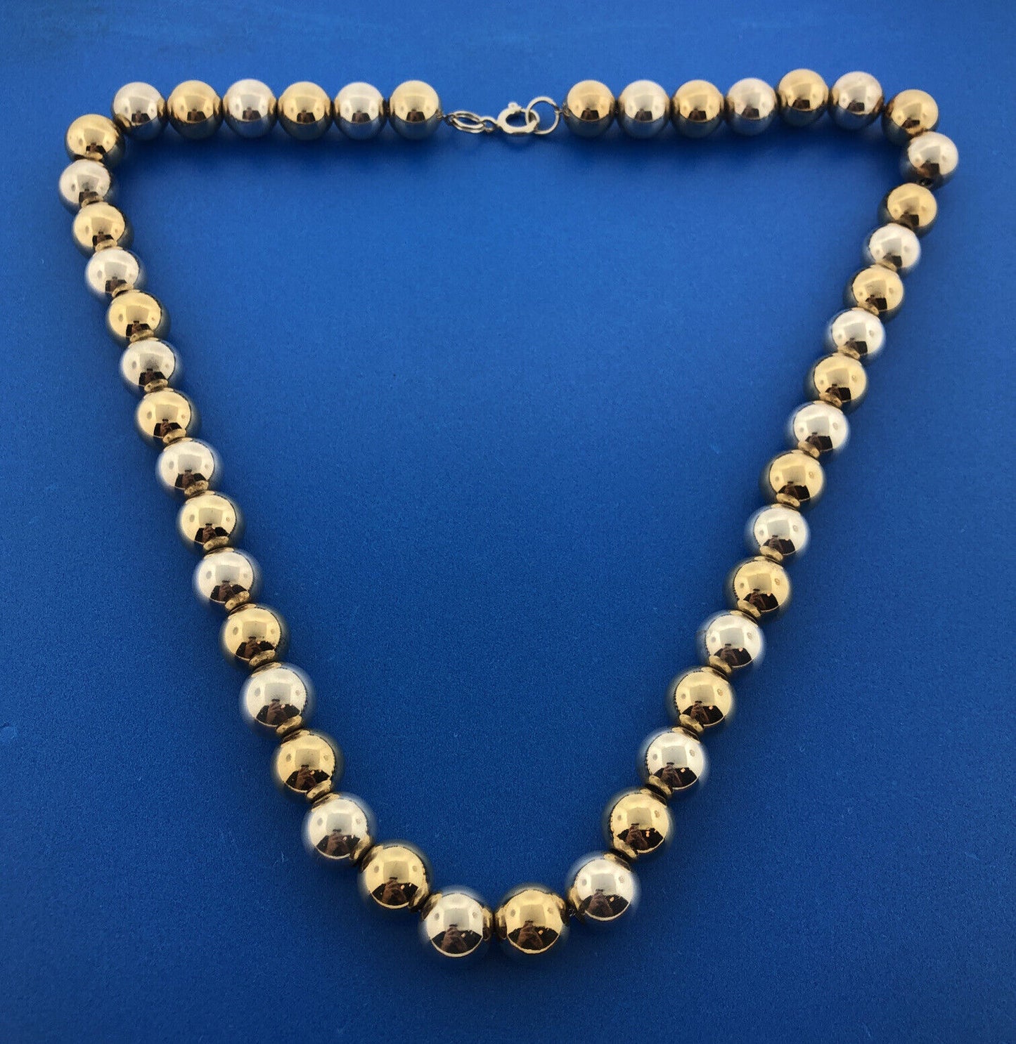 Stunning Sterling Silver 925 Vermeil Bead Sphere Ball 18" Strand Necklace