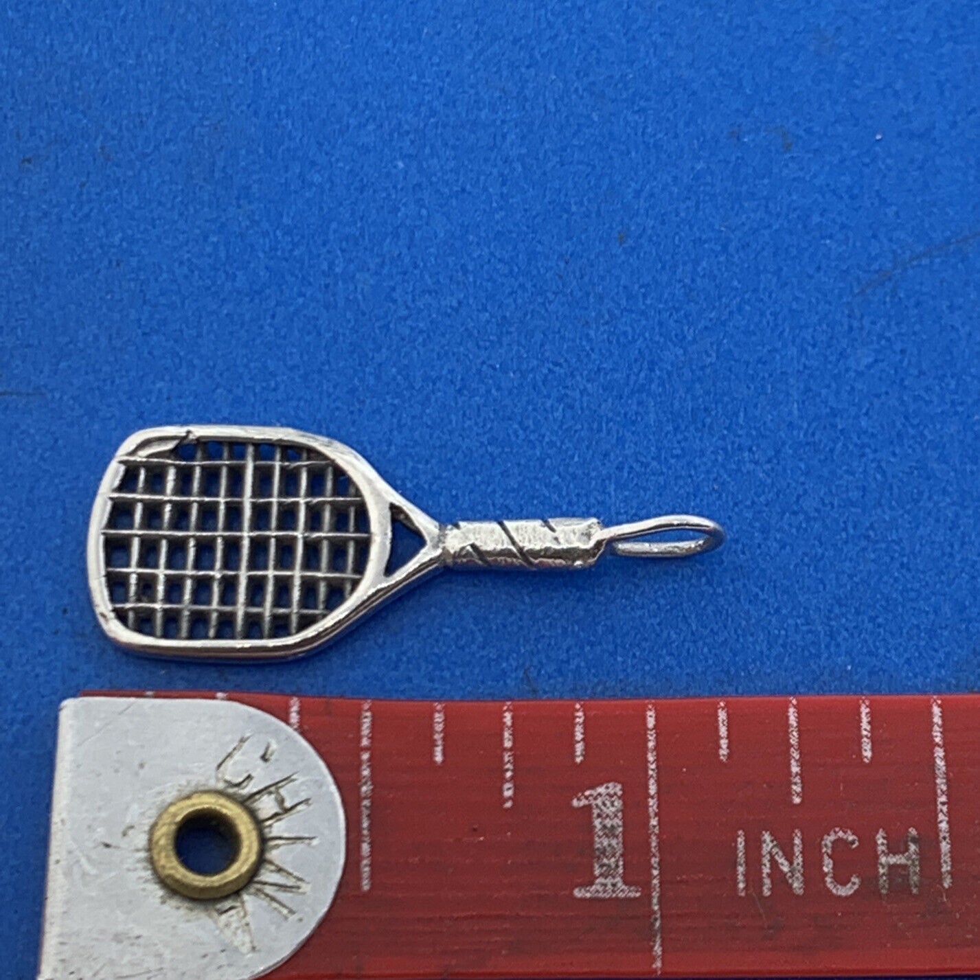 Vintage 925 Sterling Silver Handball Tennis Racket Bracelet Dangle Charm