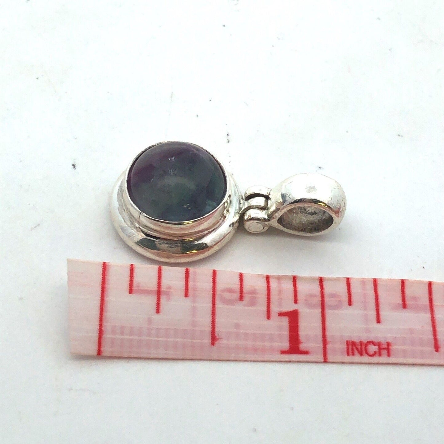 925 Sterling Silver Fluorite Cabochon Drop Dangle Pendant