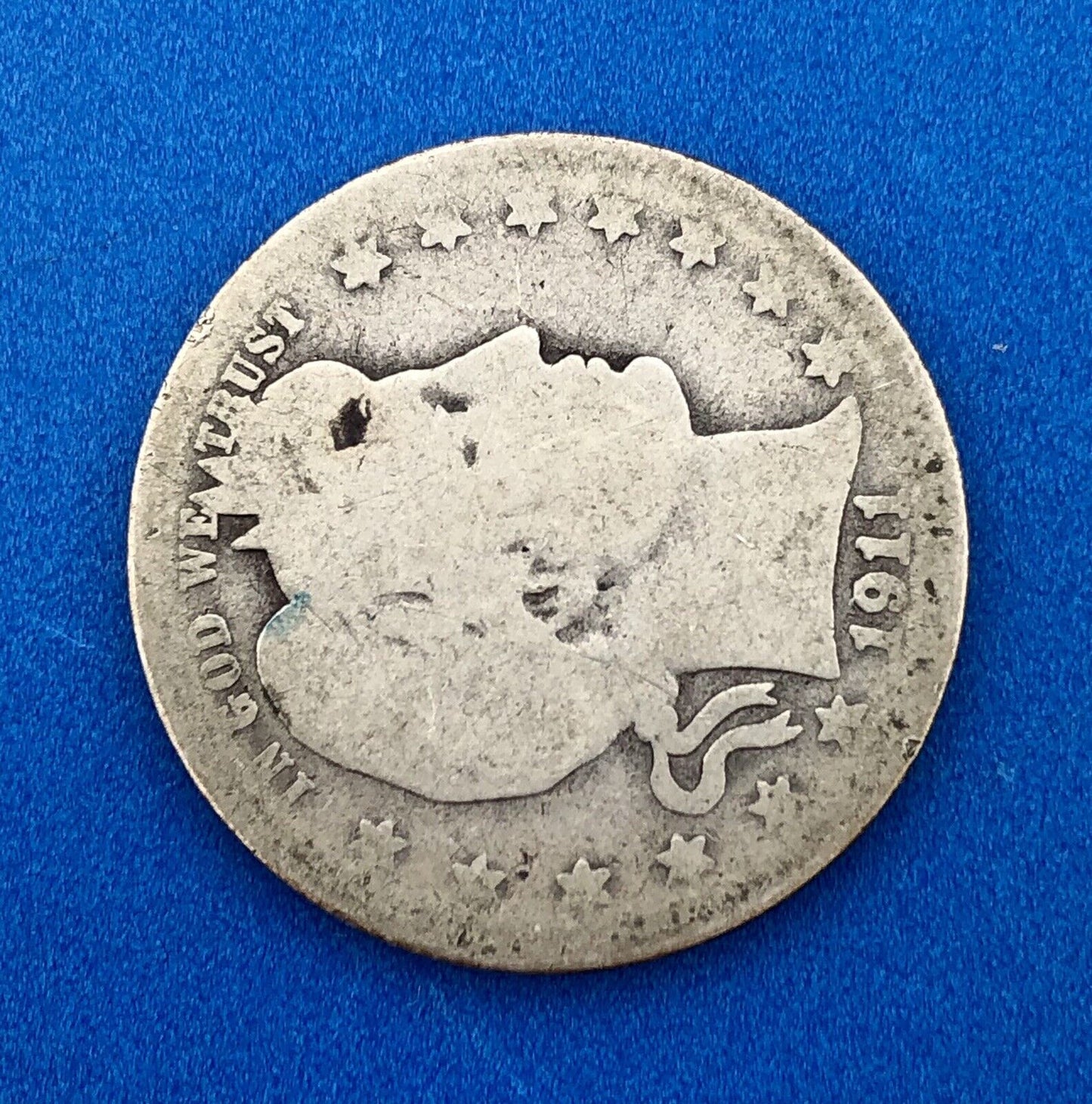 1911 D Silver Barber Quarter Better Key Date Denver Coin Rare Scarce