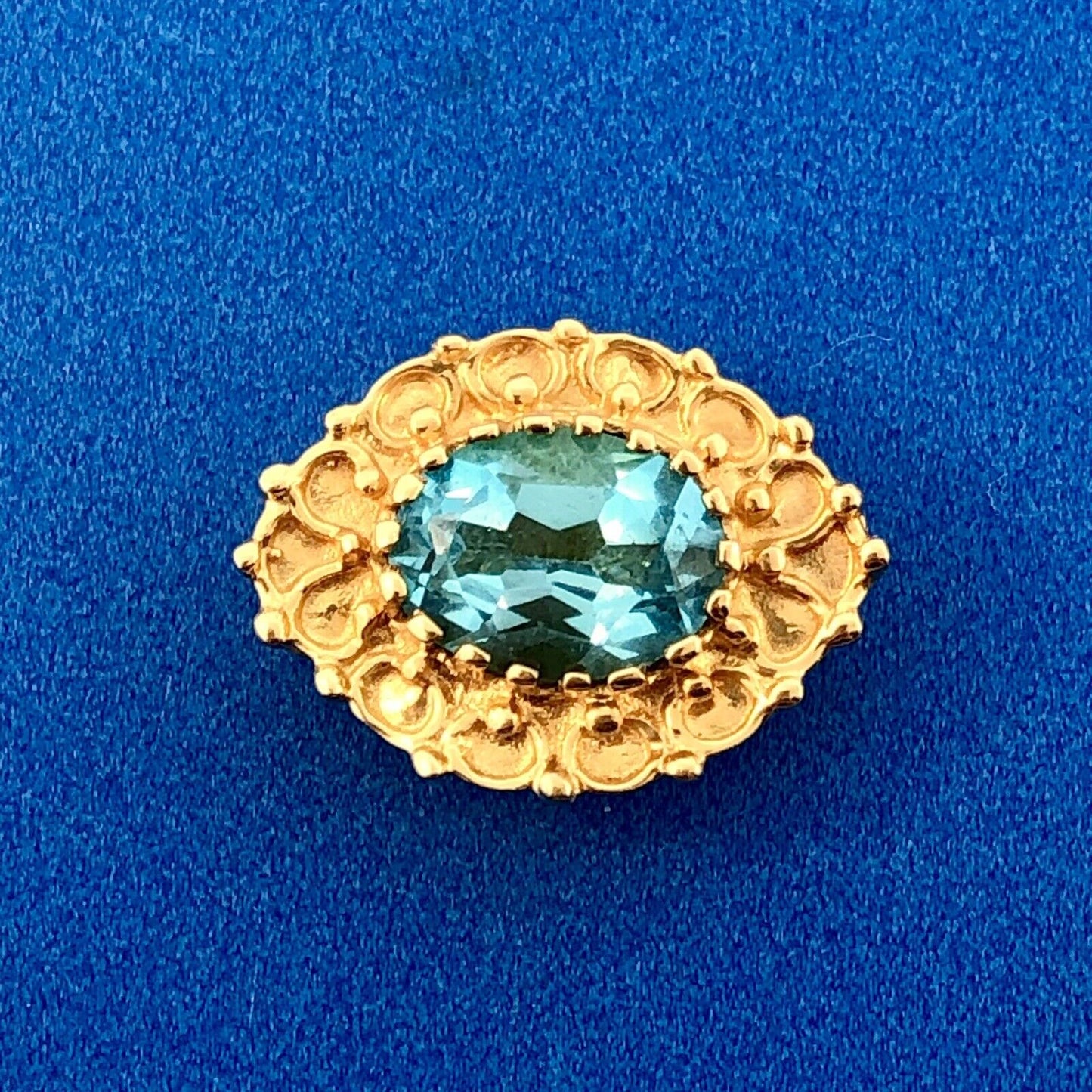 KLJCI 14K Yellow Gold Swiss Blue Topa Solitaire Oval Scroll Slide Charm