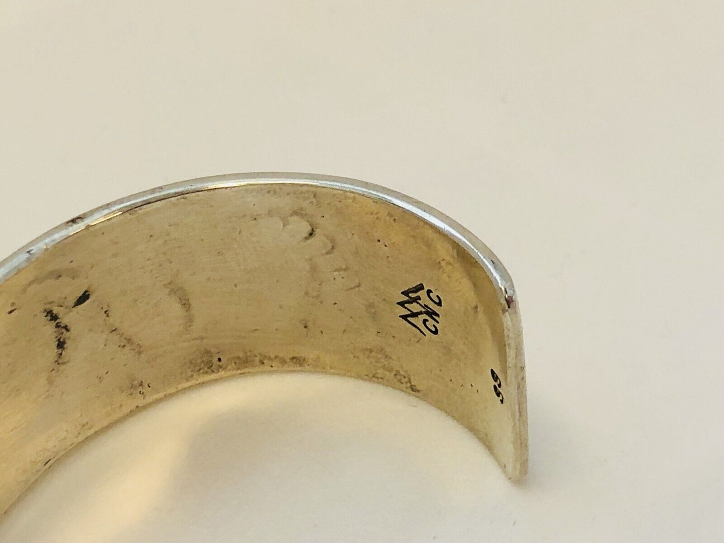 Vintage Native American Sterling Silver Overlay Wave Storyteller Cuff Bracelet