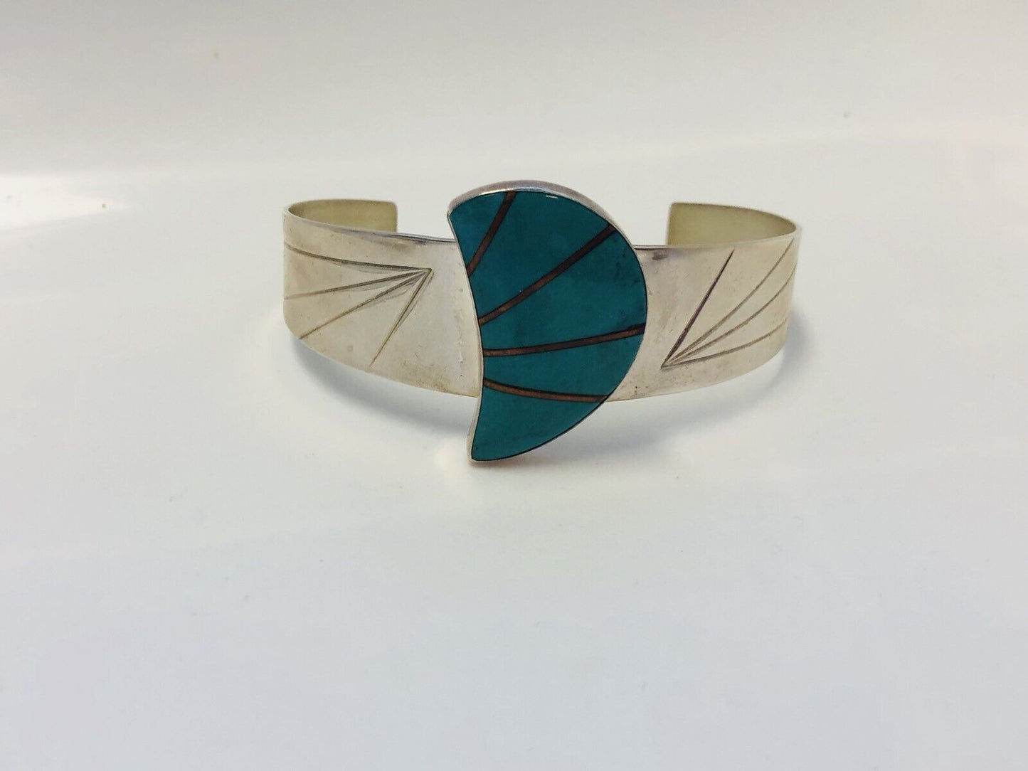 Jay King Desert Rose Trading 925 Sterling Silver Turquoise Inlay Cuff Bracelet