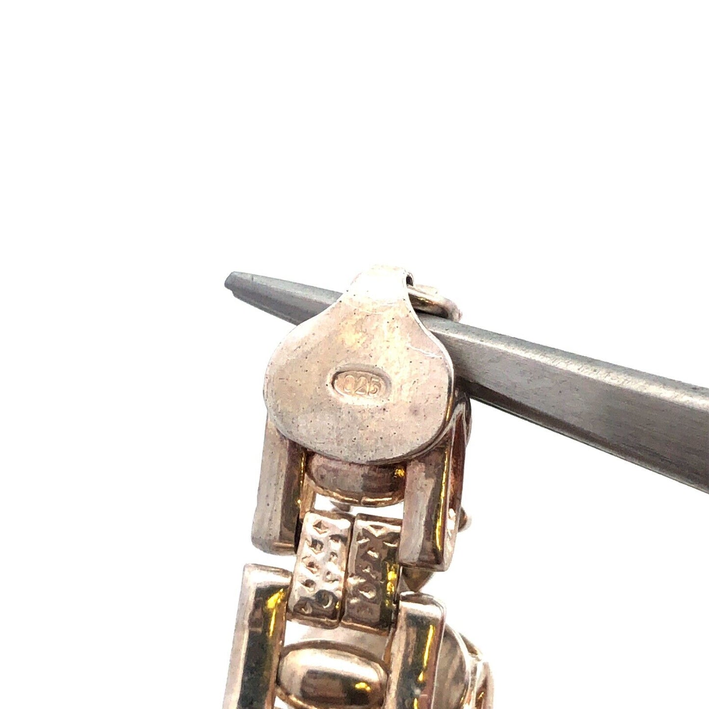 925 Sterling Silver Fancy Square Bicycle Link Chain Necklace