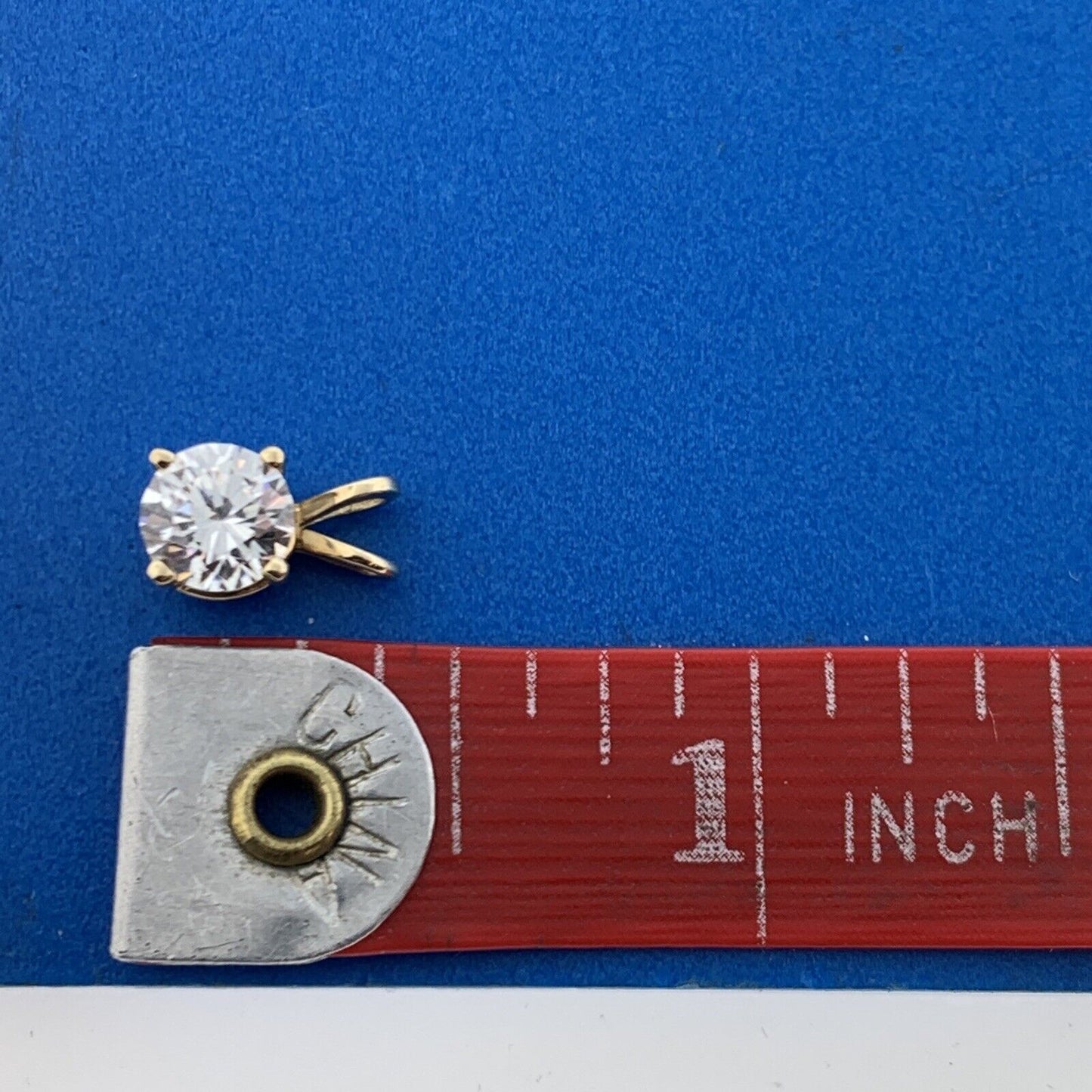 Diamonique 14k Yellow Gold Round Sparkling White Cubic Zirconia Charm Pendant