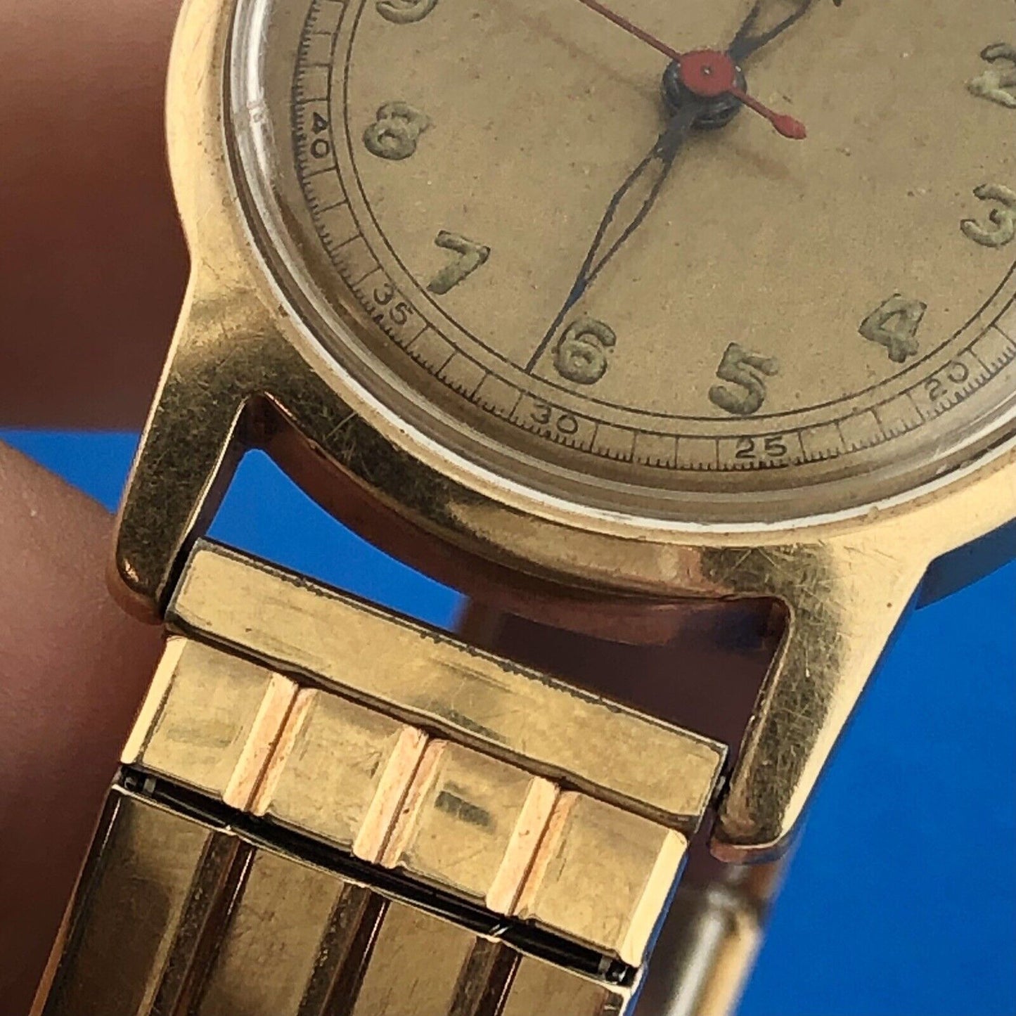 Art Deco Croton Automatic Mens 10K Yellow Gold 17j GEMEX Band Wrist Watch