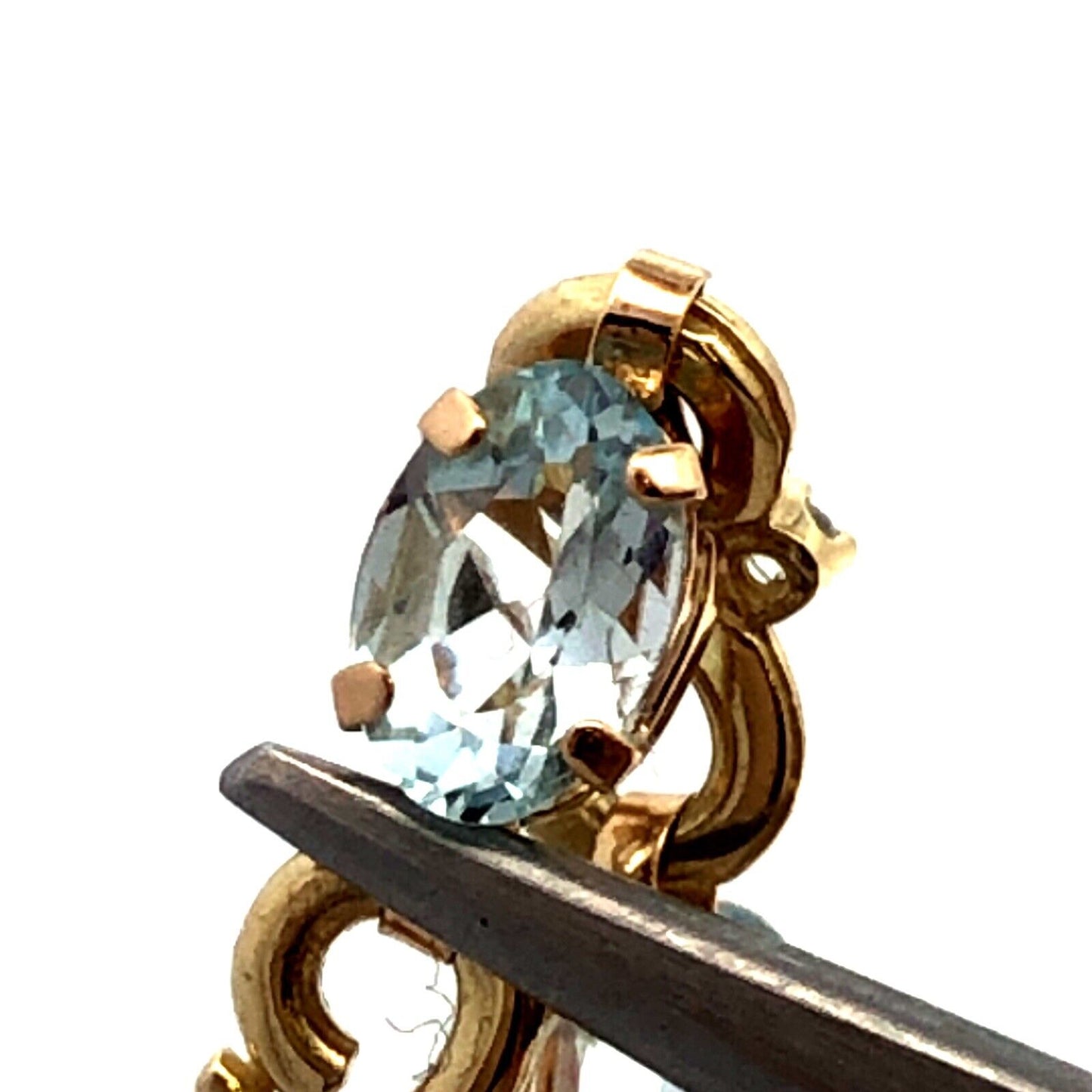 Designer MC 10K Yellow Gold Oval Aquamarine Diamond Infinity Tennis Bracelet