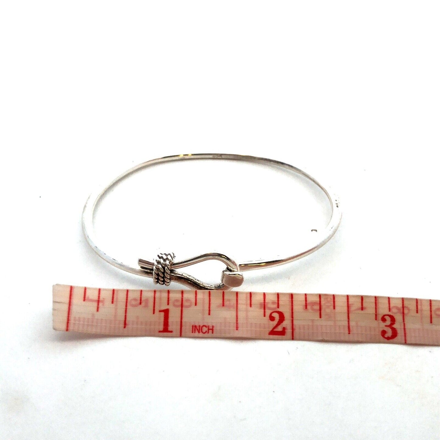 Estate 925 Sterling Silver Lasso Rope Hook Bangle Bracelet