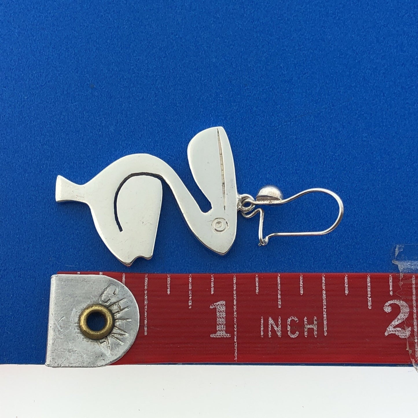 Taxco Mexico 925 Sterling Silver Modernist Pelican Drop Dangle Earrings