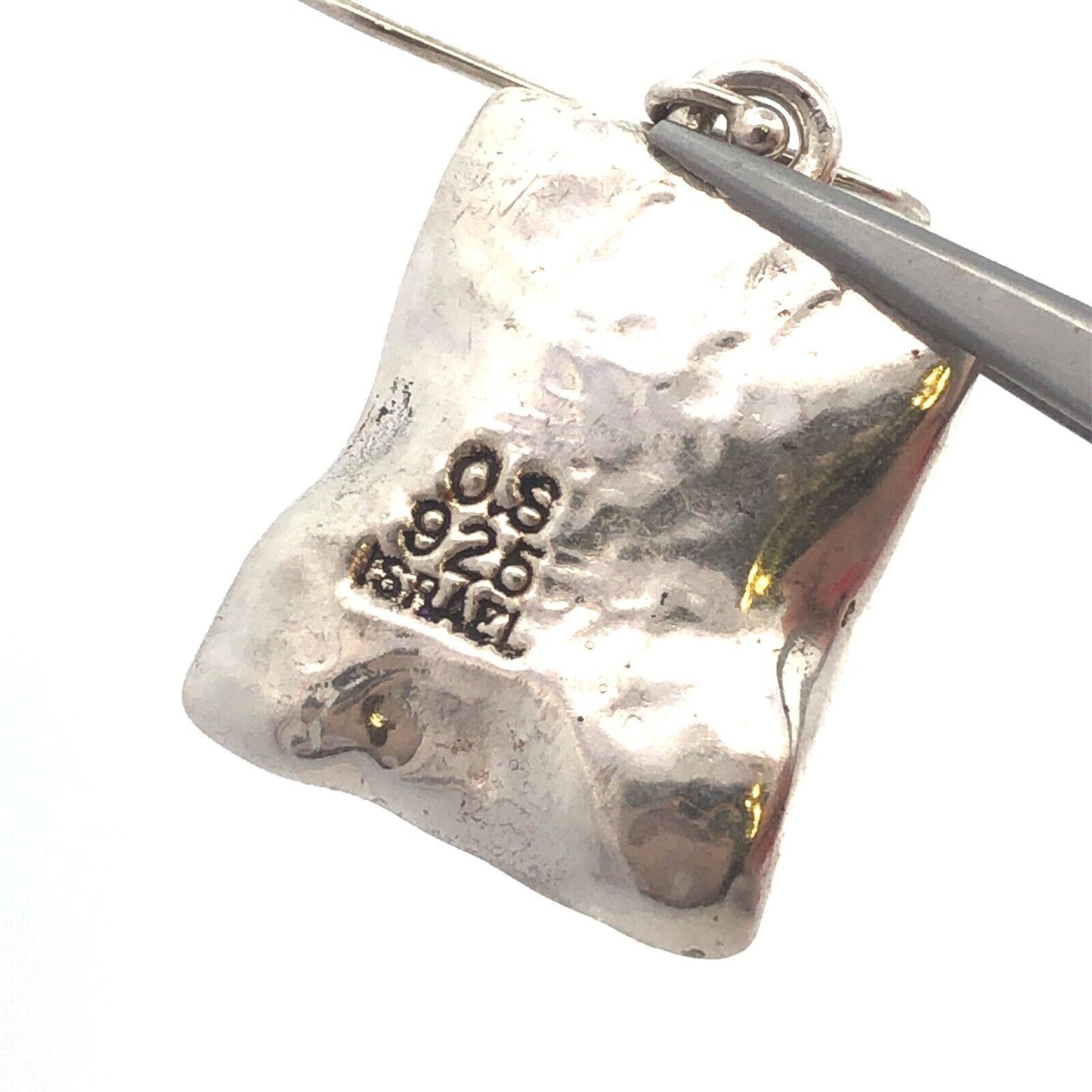 Vintage 925 Sterling Silver Purple Cubic Zirconia Rectangle Hook Earrings