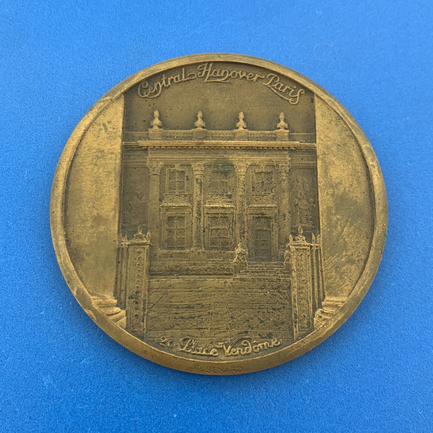 Art Deco Raoul Benard Bronze Central Hanover Paris 20 Place Vendome Bank Medal