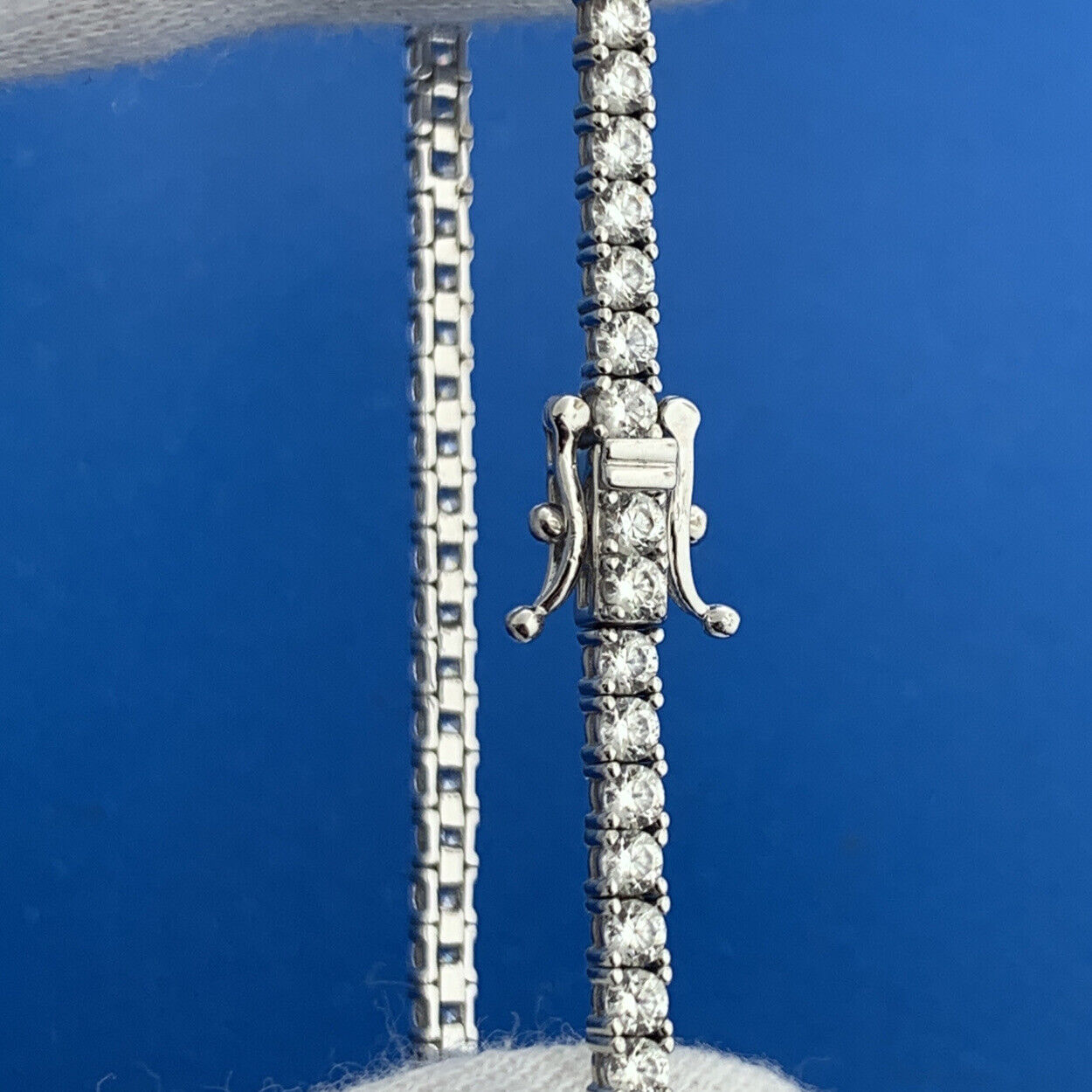 Designer SW 925 Sterling Silver Round Cubic Zirconia Statement Tennis Bracelet