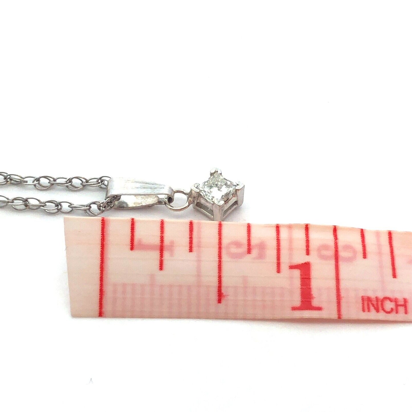 Designer 14K White Gold Princess Diamond Anniversary Pendant Necklace