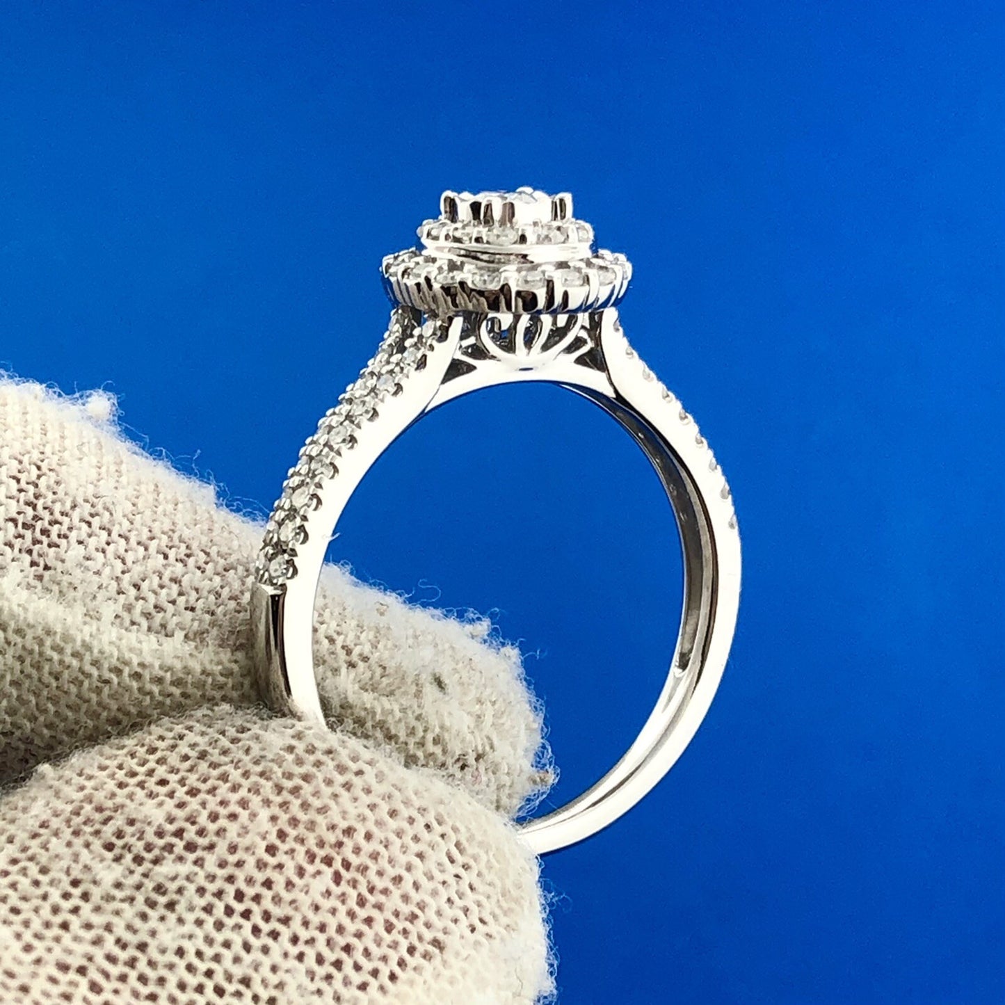 Zales 10K White Gold 1/2ctw Diamond Double Halo Engagement Ring