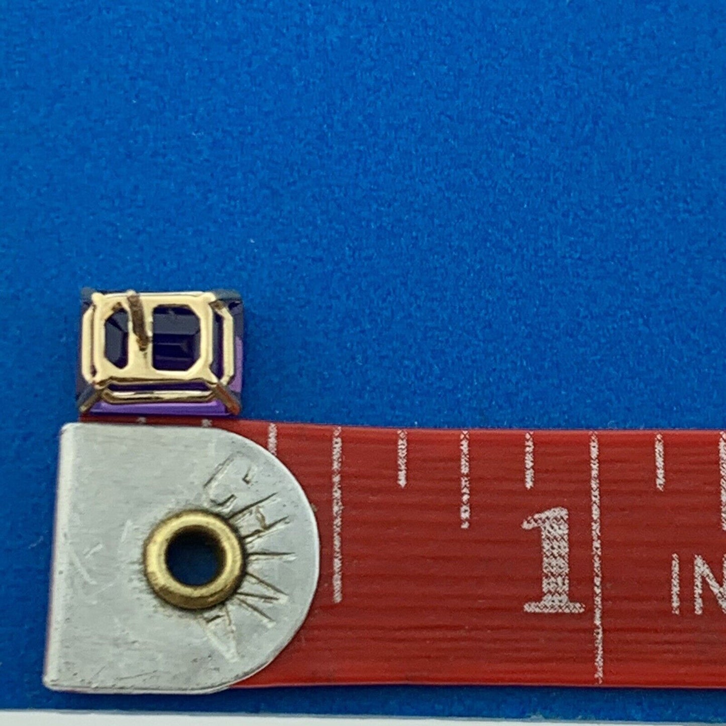 CID 14K Yellow Gold Amethyst Rectangle February Statement Stud Earrings