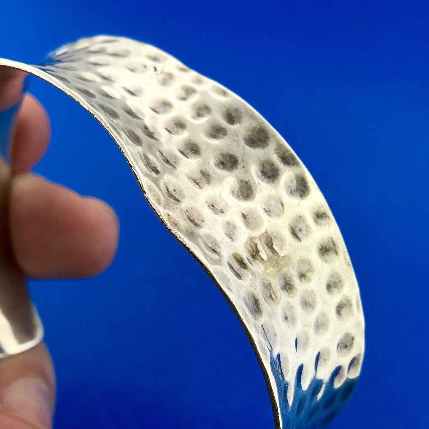 Vintage Mexico Taxco TC 138 Sterling Silver 925 Hammered Wave Cuff Bracelet