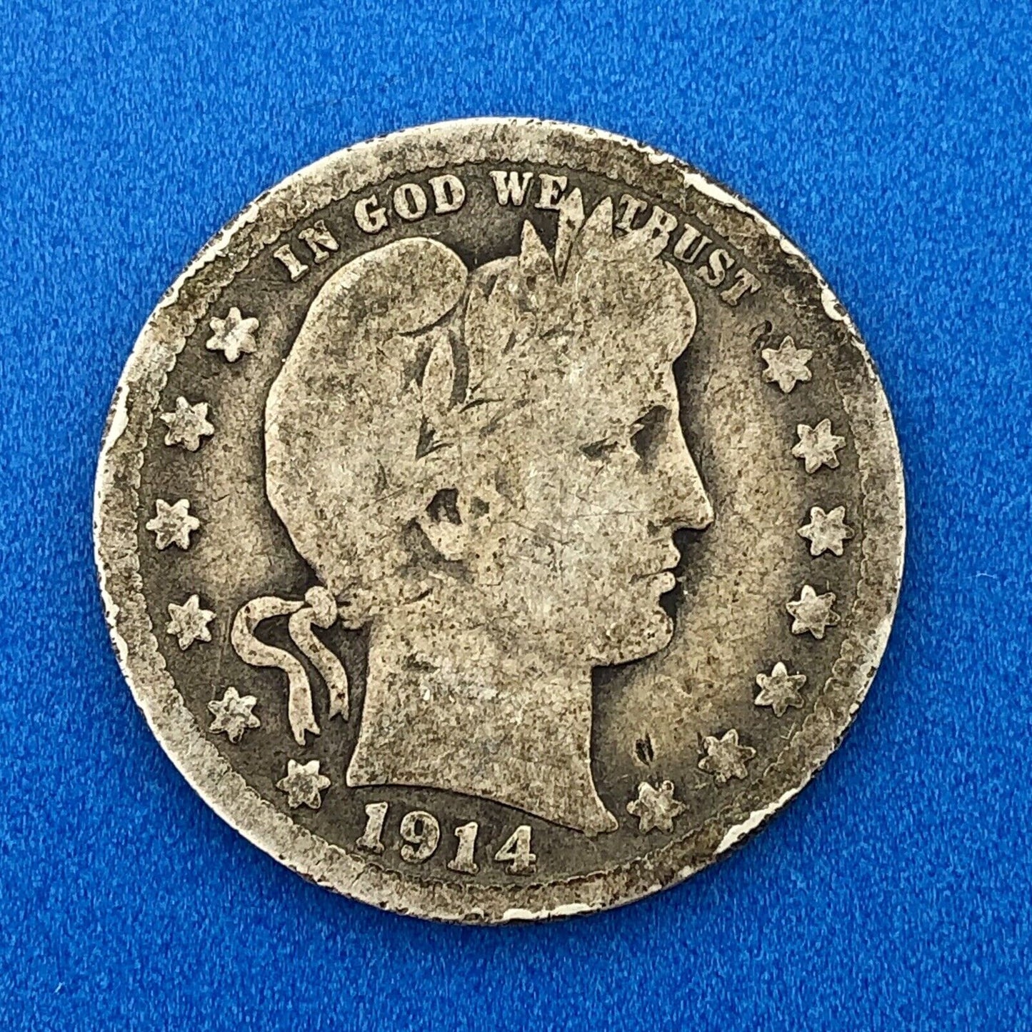 1914 S Silver Barber Quarter $.25 Better Key Date San Francisco Coin Rare Scarce