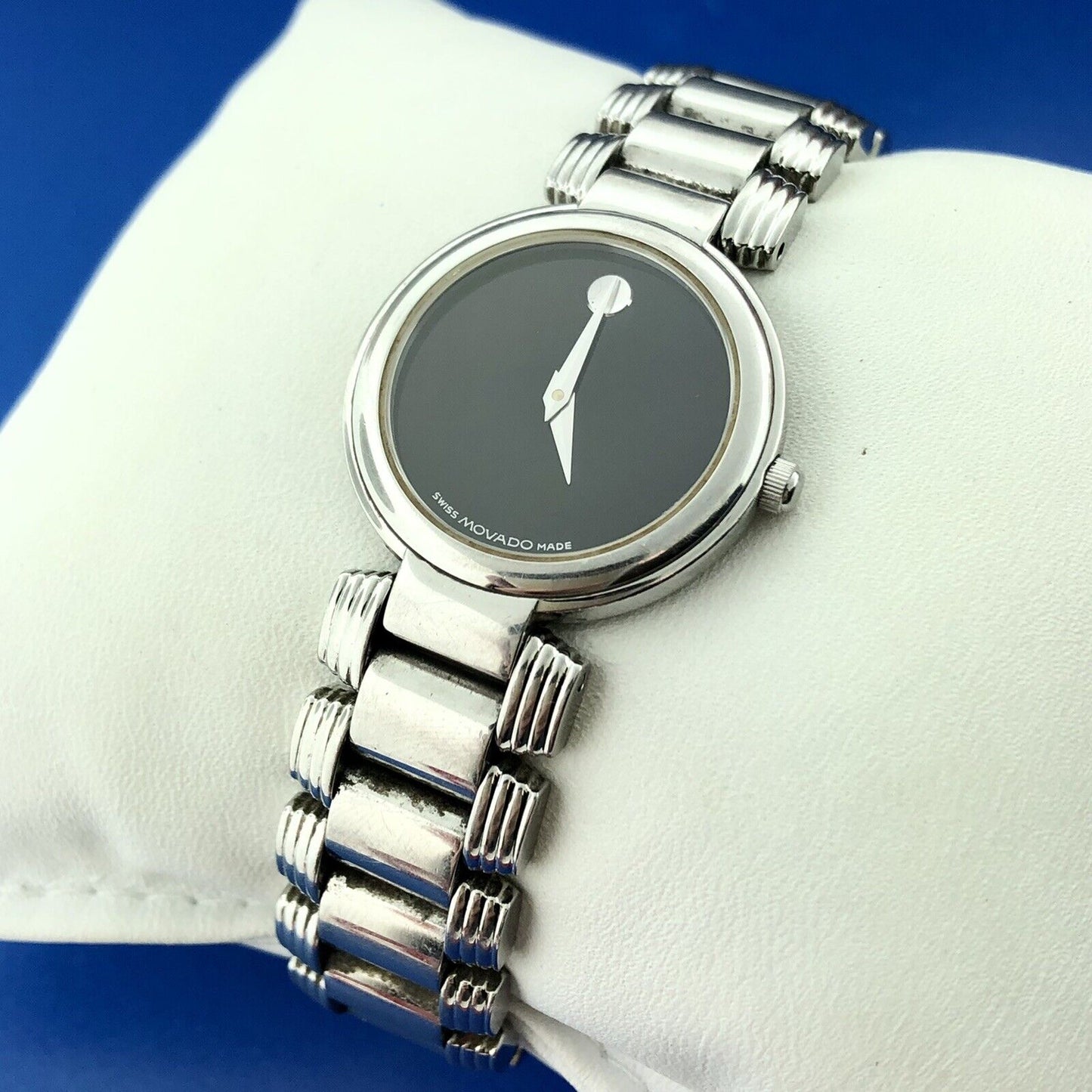Movado Serenade 84 A1 1844 Strato Black Dial Ladies Stainless Steel Watch