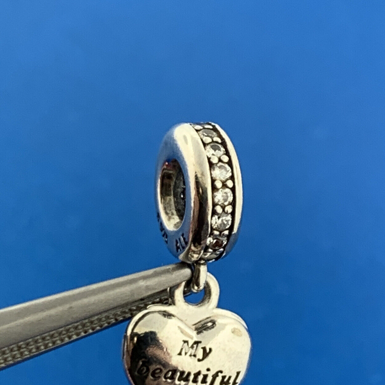 Authentic PANDORA 925 Sterling Silver CZ My Beautiful Wife 791524CZ Dangle Charm