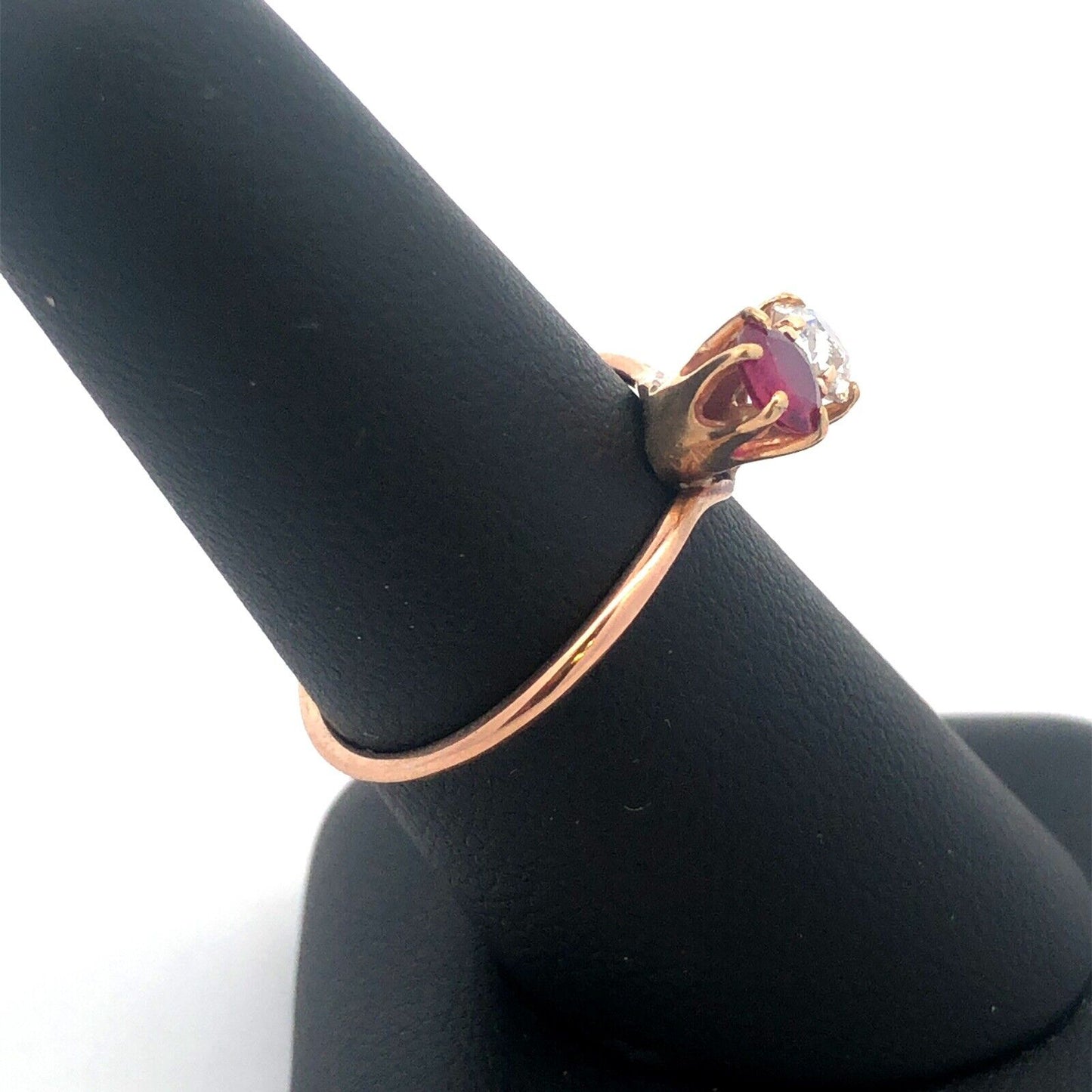 Stunning 14K Yellow Gold Diamond Ruby Duo Engagement Anniversary Cocktail Ring