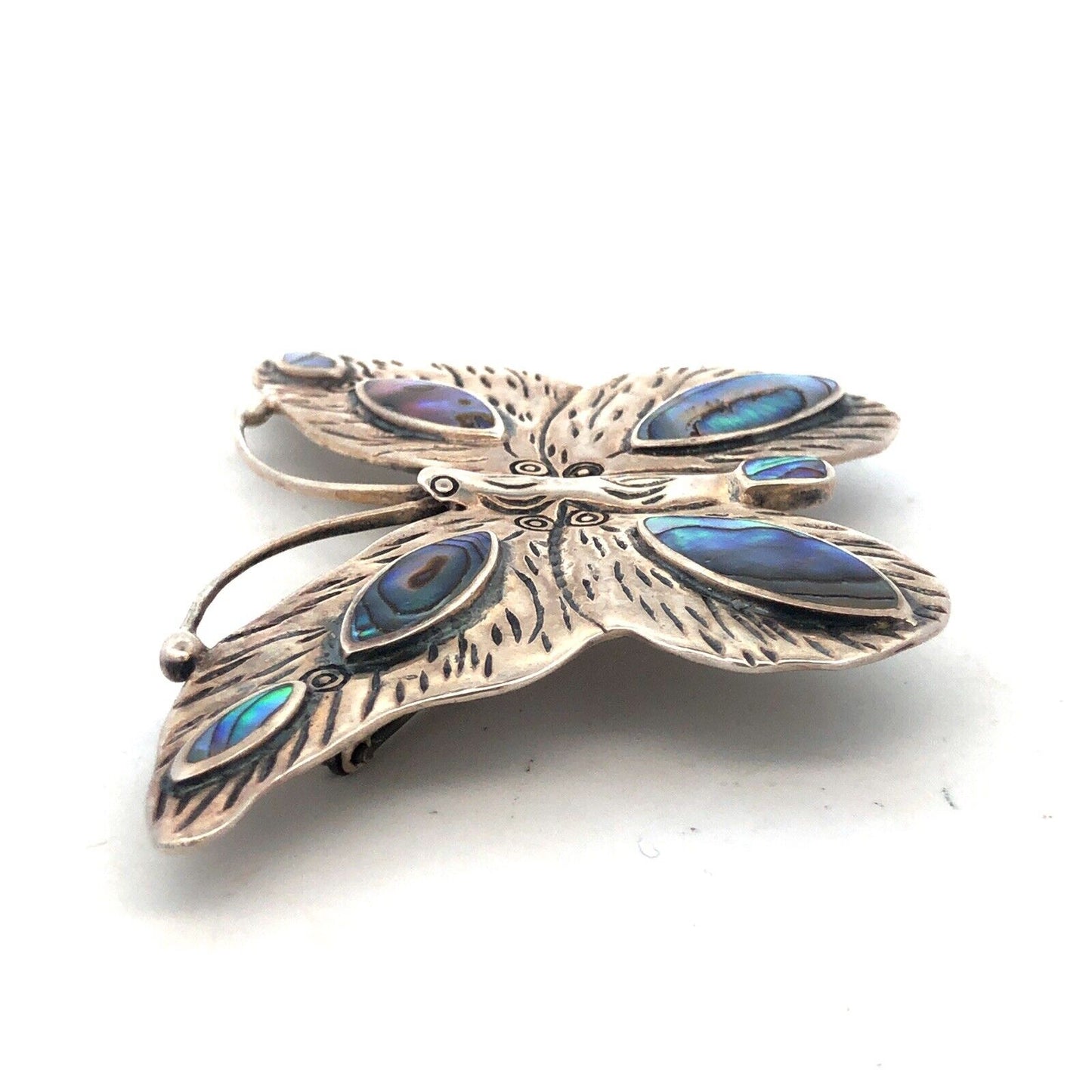 Designer CFU 925 Sterling Silver Abalone Textured Butterfly Combo Pendant Brooch