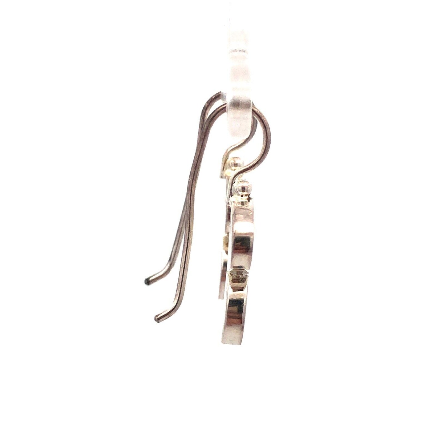 Designer SJ 925 Sterling Silver Oval Round Mother of Pearl Hook Earrings