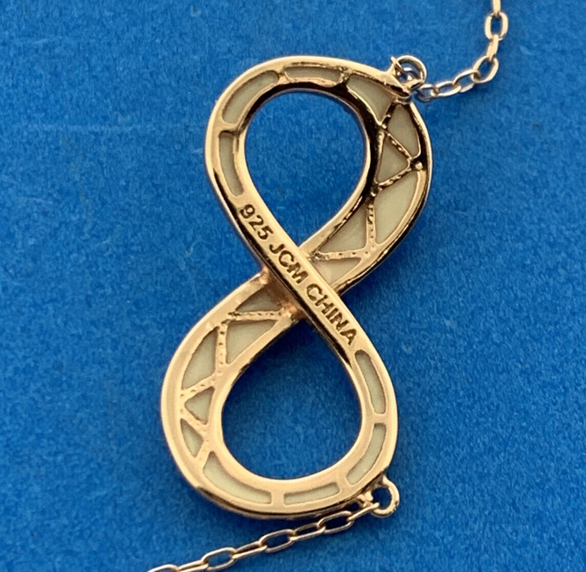 Jacmel Mauritius JCM 925 Rose Tone Sterling Silver CZ Eternity Infinity Necklace