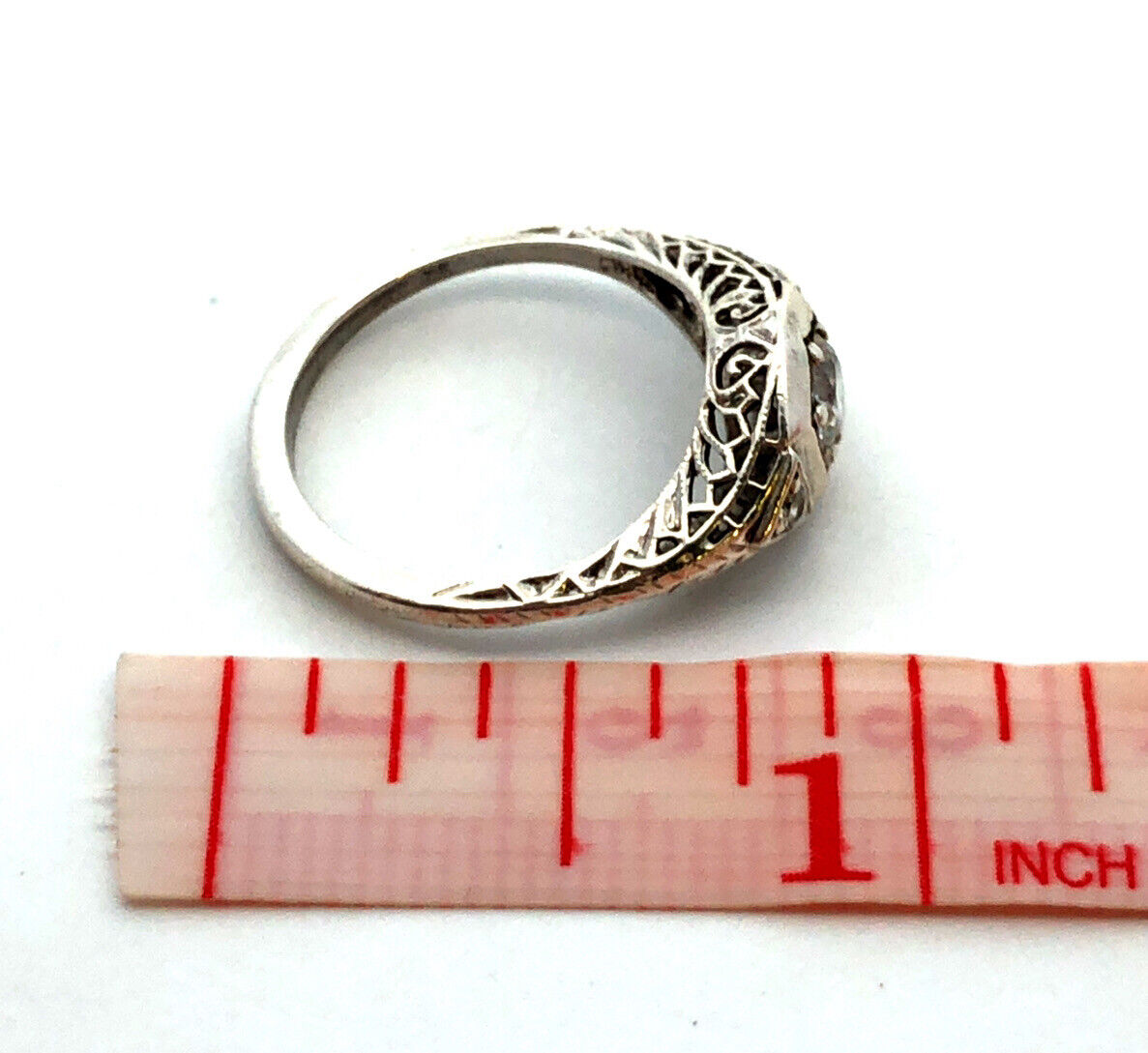 Vintage Art Deco Style 925 Sterling Silver Round Cubic Zirconia Engagement Ring