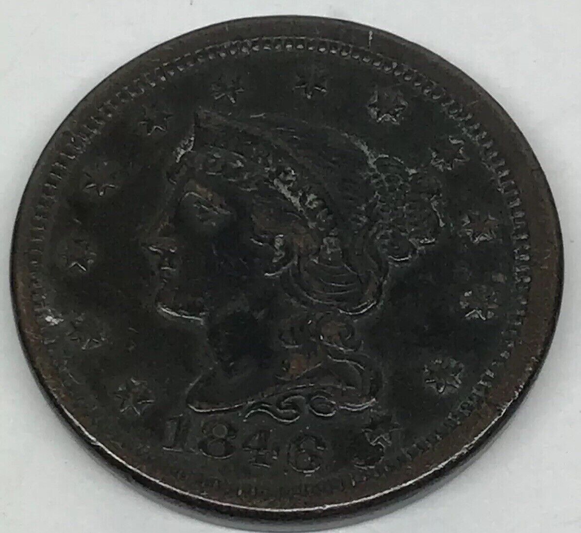 1846 Braided Hair Large Cent Small Date Early American Copper Coinage Brown