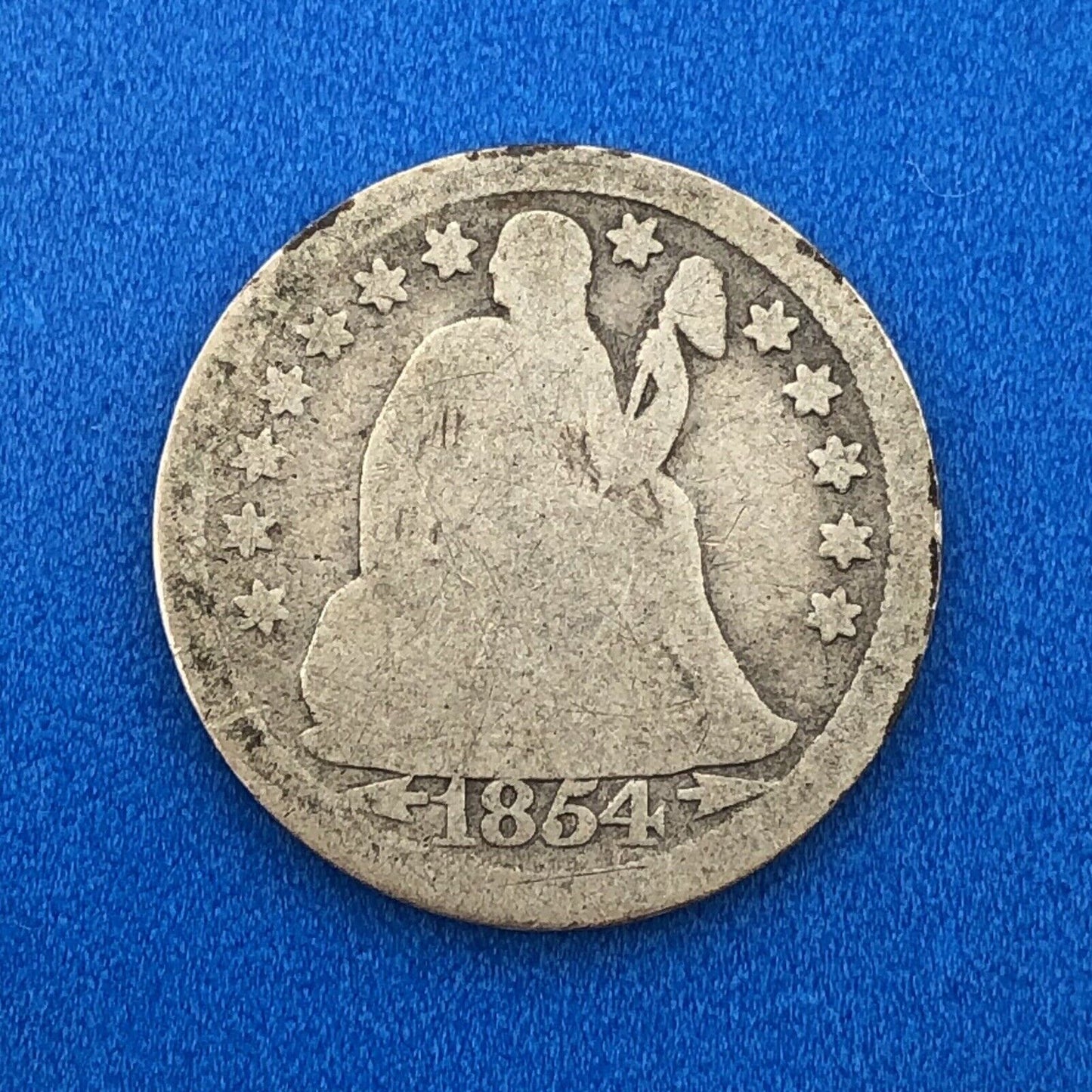 1854 P Seated Liberty Silver Dime 10c Better Key Philadelphia Mint Coin