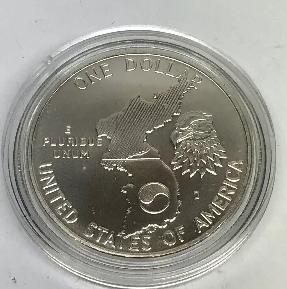 1991 D Korean War Memorial Commemorative BU Silver Dollar OMP/COA