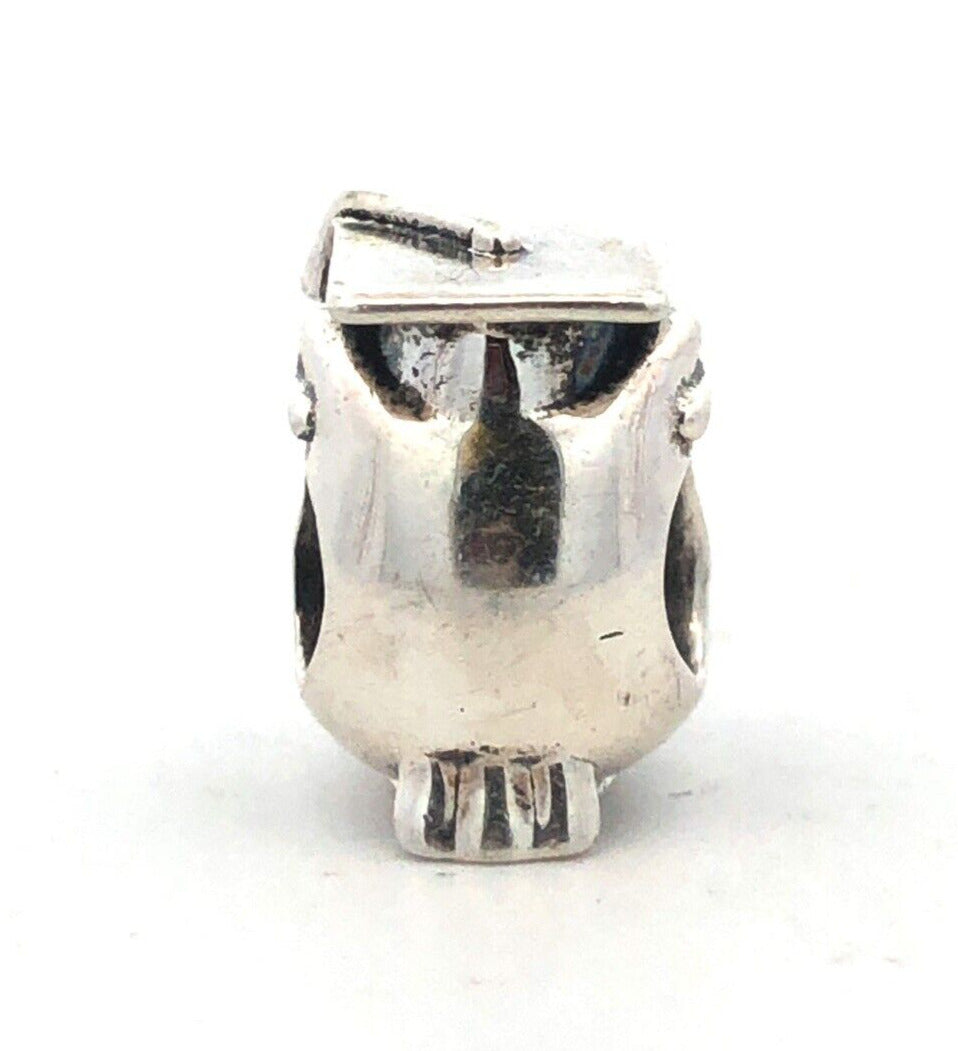 Designer 925 Sterling Silver Graduate Owl School Bead Slide Bracelet Charm