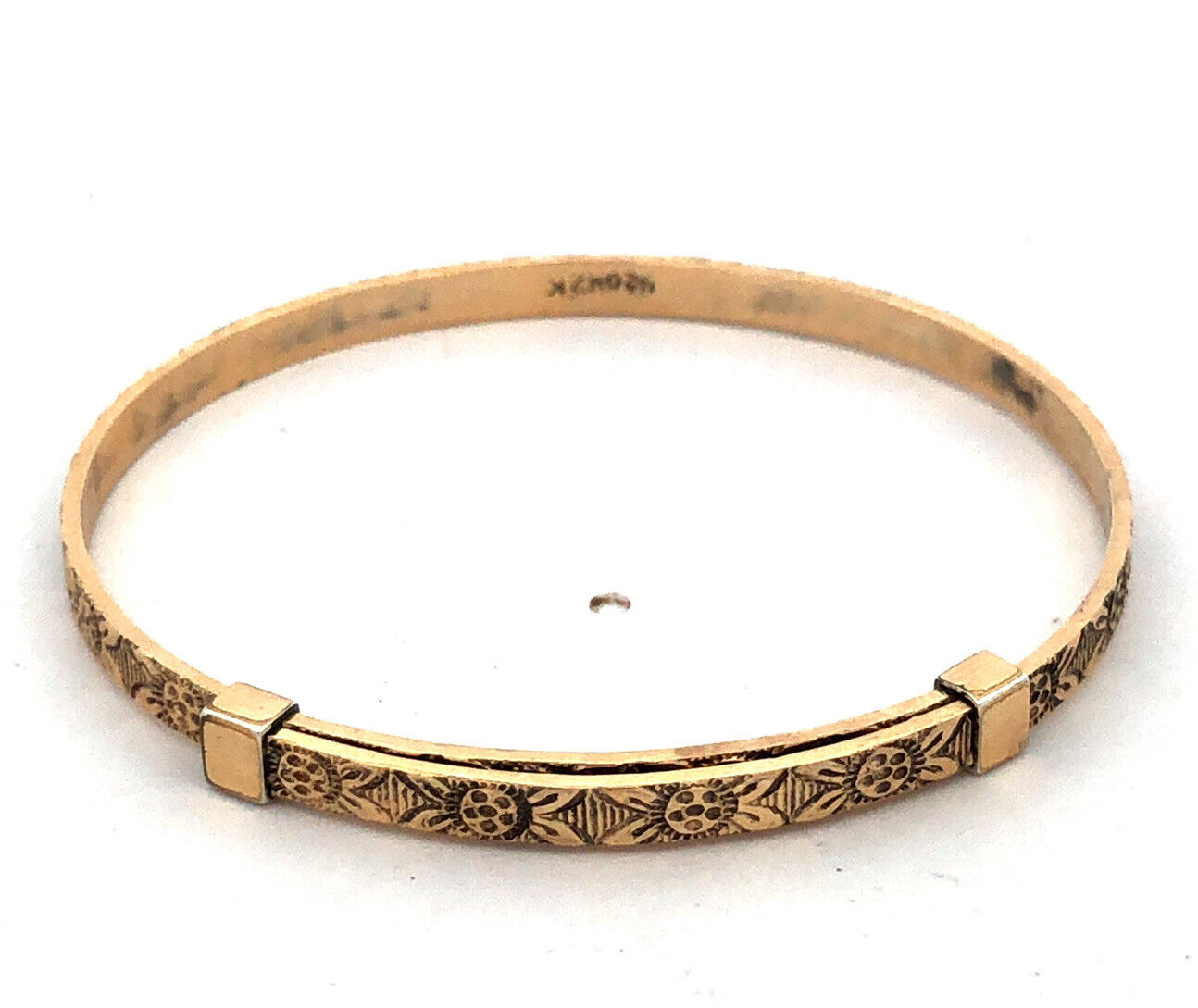 Vintage 1/20 12K Yellow Gold Filled Engraved Floral Childs Adjustable Bracelet