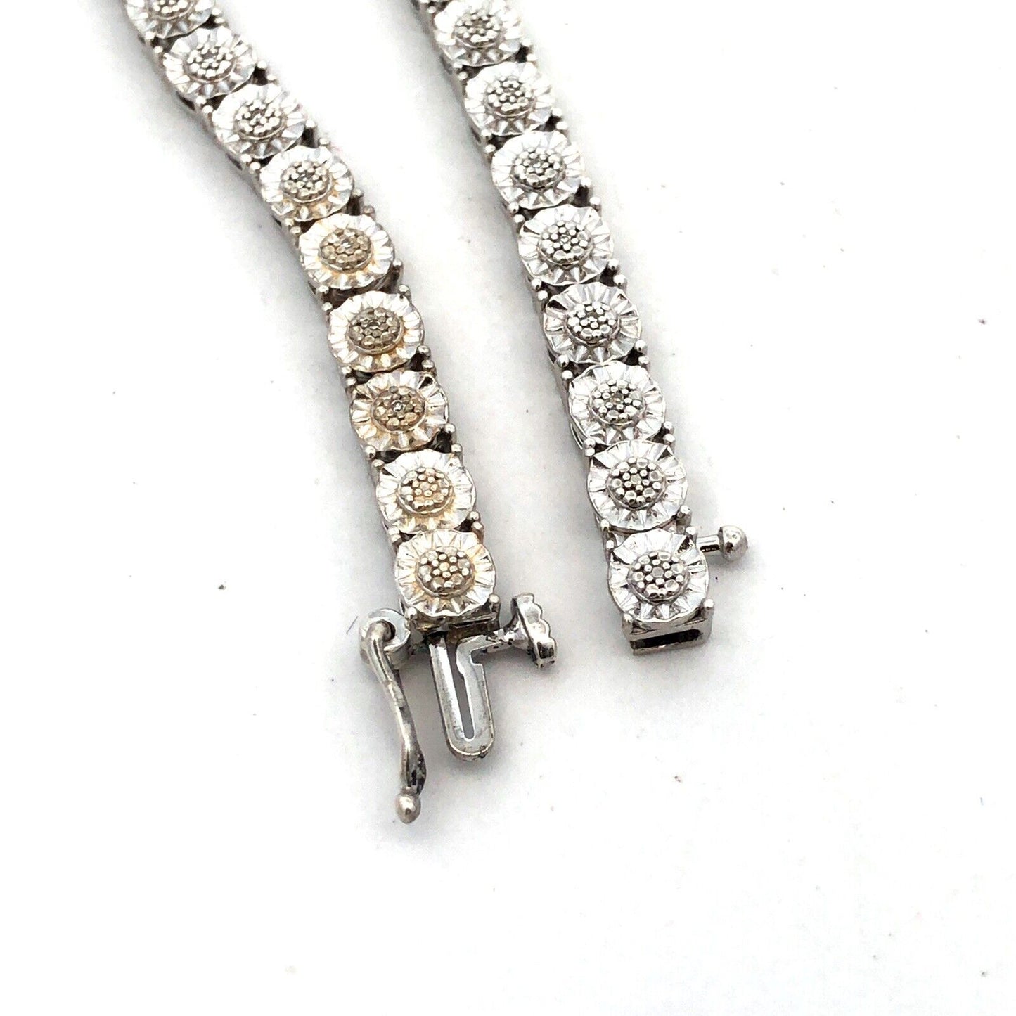 Designer JWBR 925 Sterling Silver Round Diamond Textured Tennis Bracelet