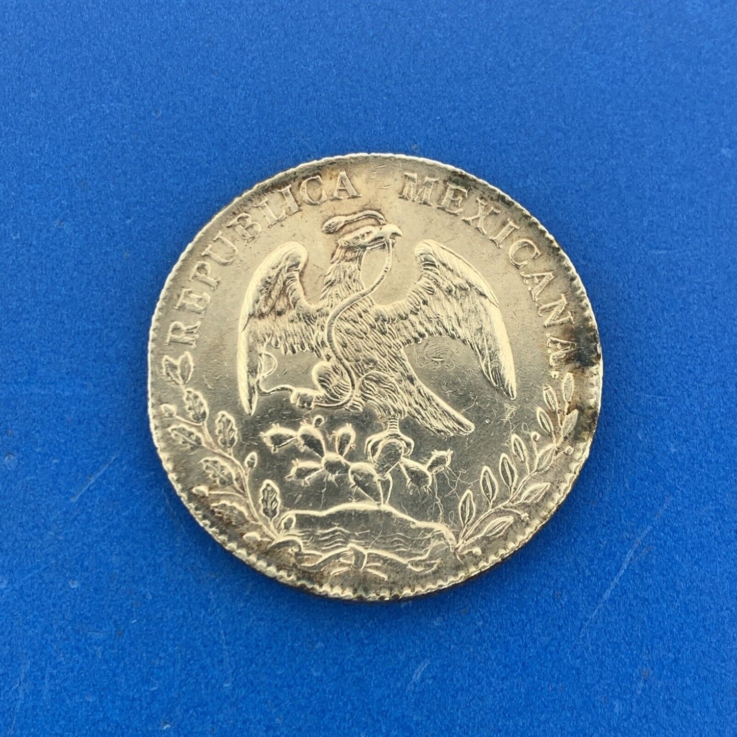 1892 Ga Guadalajara 8 Reales J.S. .903 Silver Mexico Better Date Coin