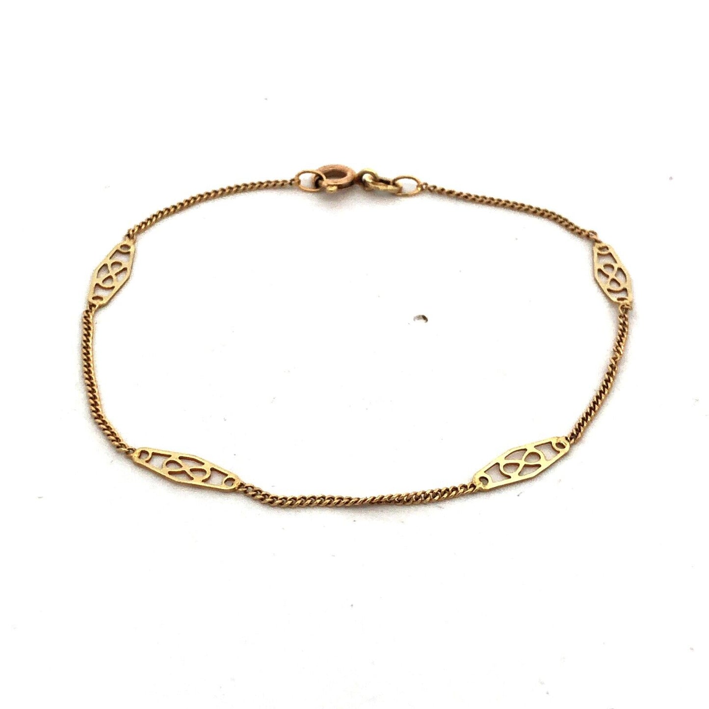 Designer Aurea Italy 14K Yellow Gold Infinity Station Chain Bracelet