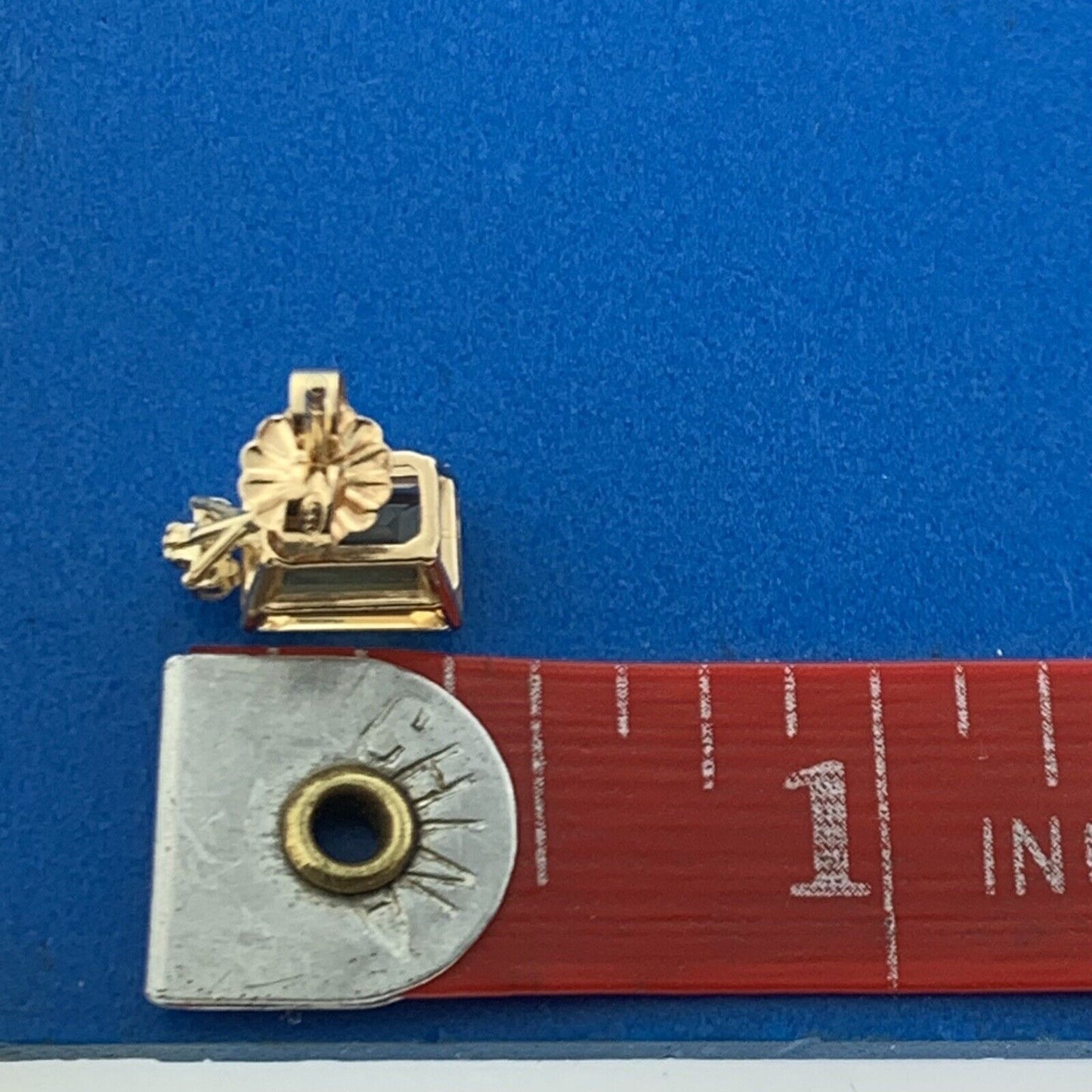 Gorgeous 14k Yellow Gold Emerald Cut Orange Citrine Diamond Accent Stud Earrings