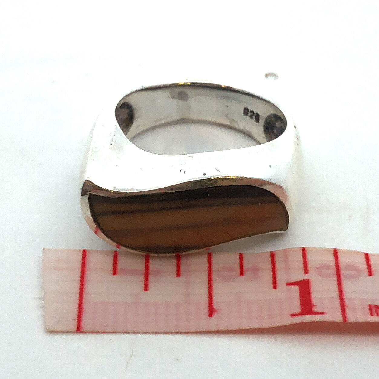Estate 925 Sterling Silver Tiger's Eye Modernist Twist Cocktail Size 7.5 Ring