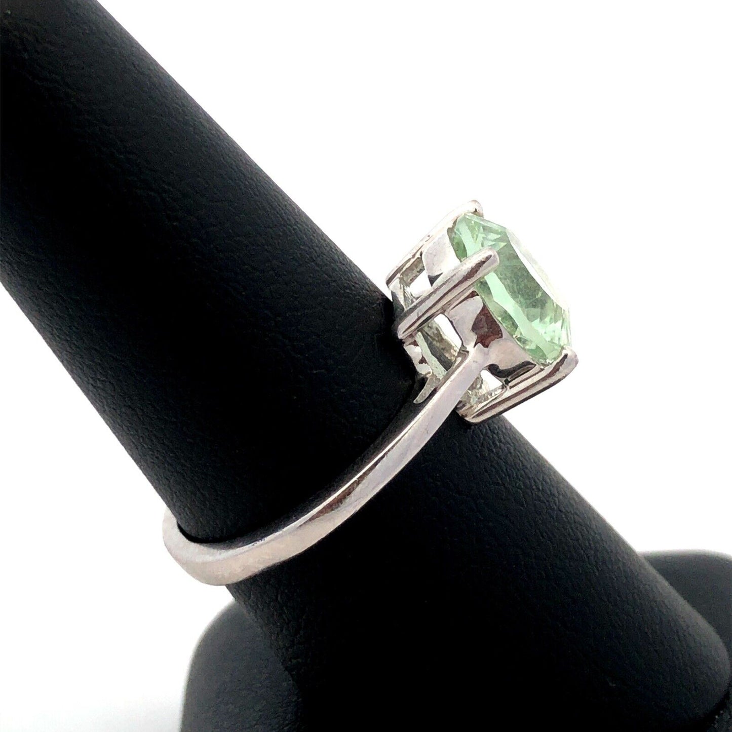 Designer TGGC 925 Sterling Silver Round Green Amethyst Solitaire Ring