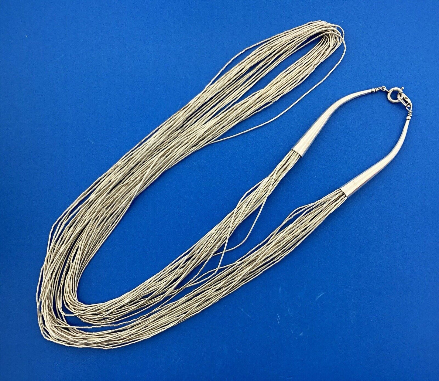 Carolyn Pollack CP Navajo 925 Sterling Silver 20 Strand Liquid Silver Necklace