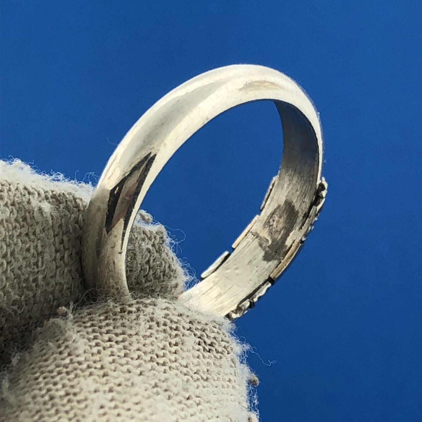 Estate Sterling Silver 925 14K Yellow Gold Filigree Wedding Stackable Band Ring