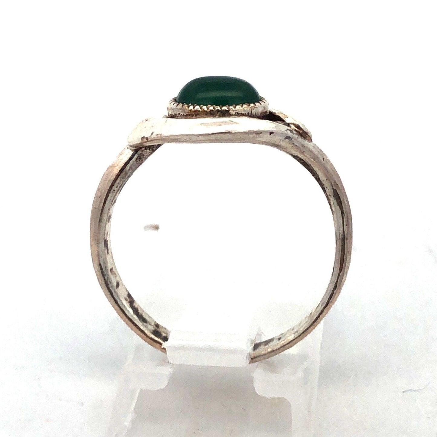 Vintage Designer MC 925 Sterling Silver Oval Green Tourmaline Ring