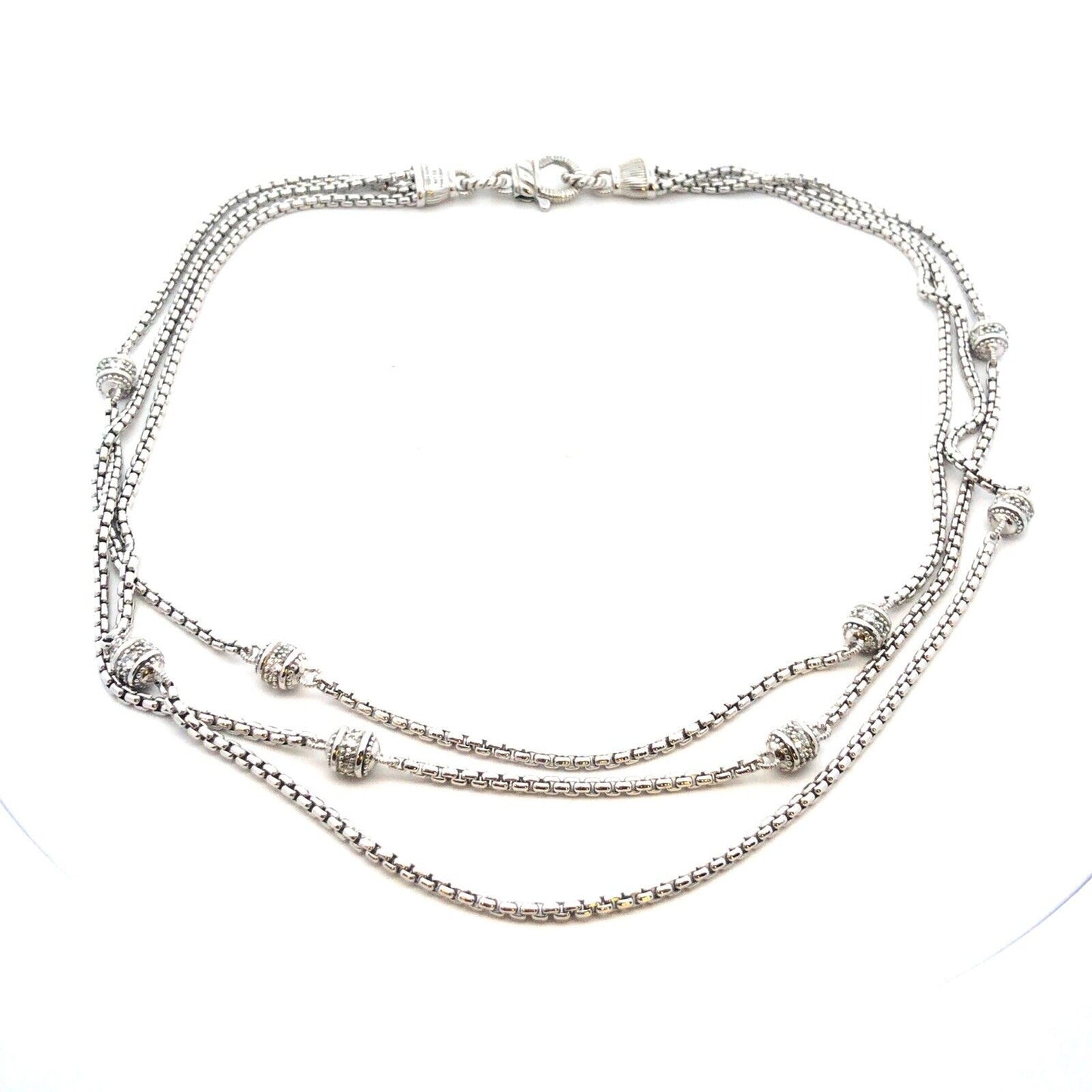 Designer Judith Ripka 925 Sterling Silver Cubic Zirconia Layering Chain Necklace