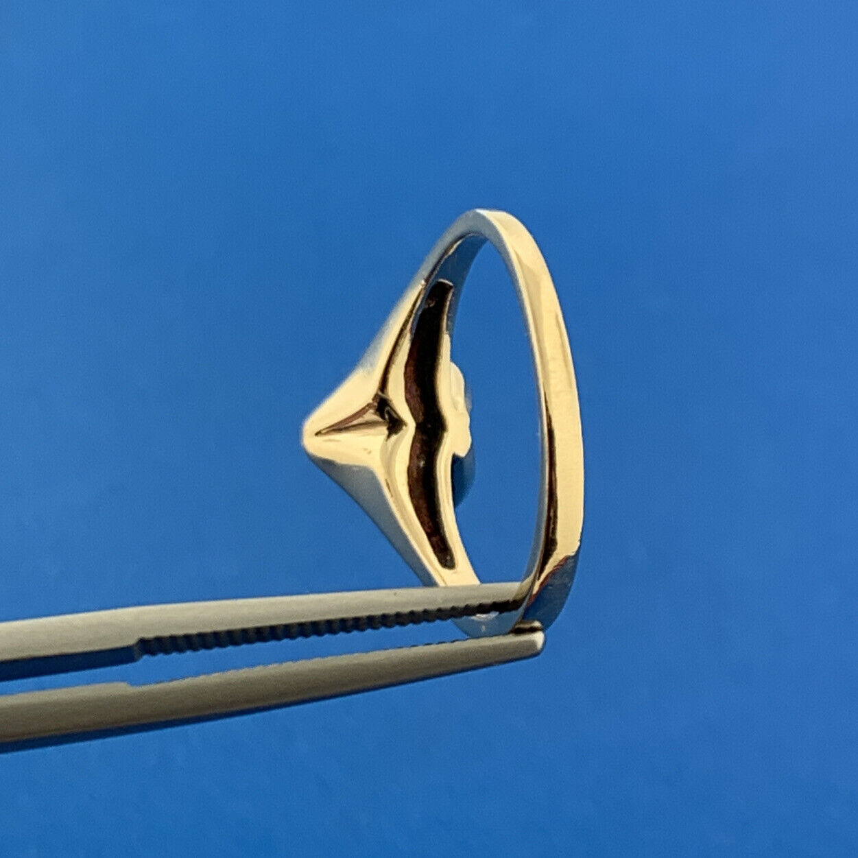 Designer Spring 10k Yellow Gold Cabochon Black Onyx Sphere Ring Size 6.25