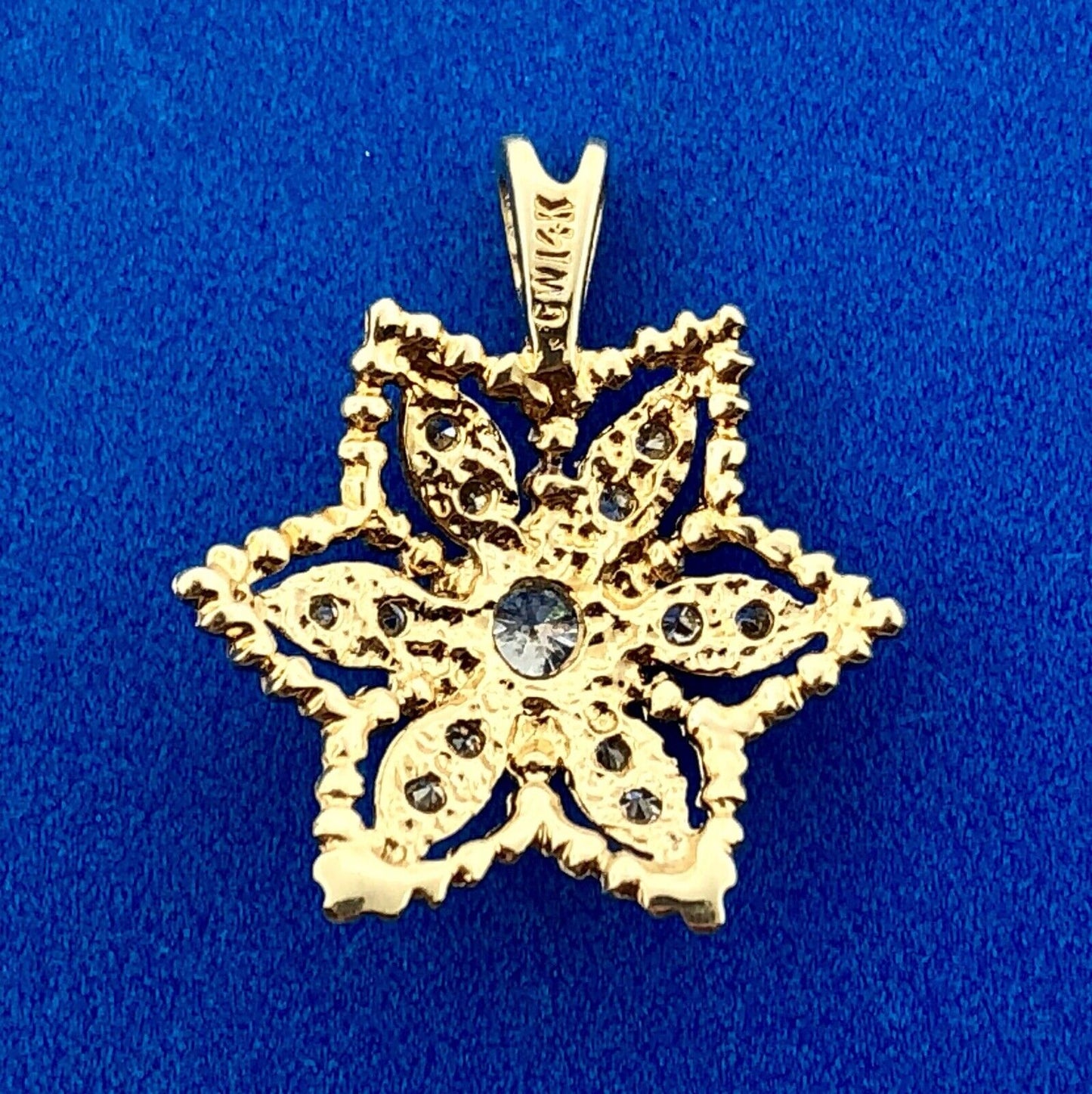 Charming 14K Yellow Gold Diamond Snowflake Star Fish Sand Dollar Charm Pendant